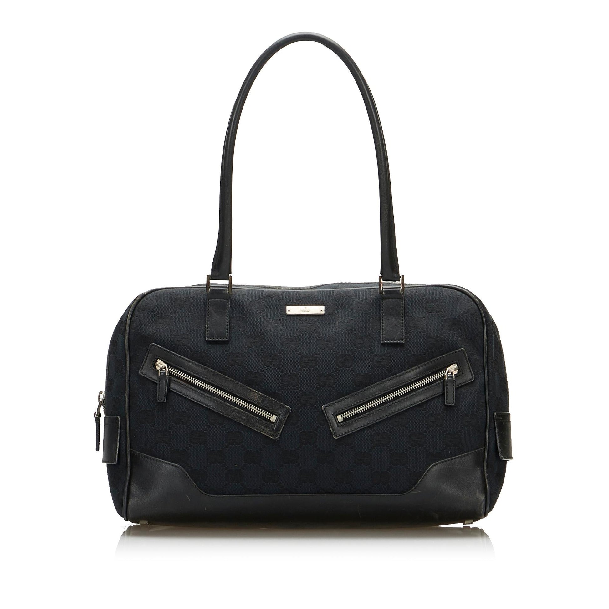 Gucci GG SHG-sJp5PJ Canvas Calf Black Shoulder Bag
