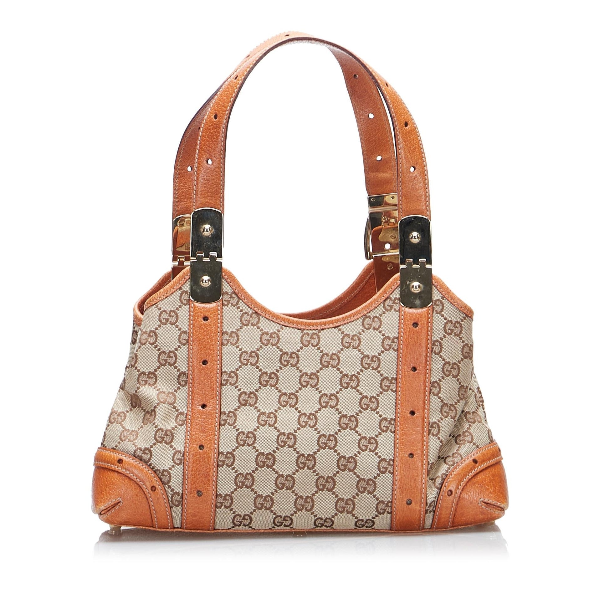 Gucci GG SHG-83BnLV Canvas Calf Brown Orange Shoulder Bag