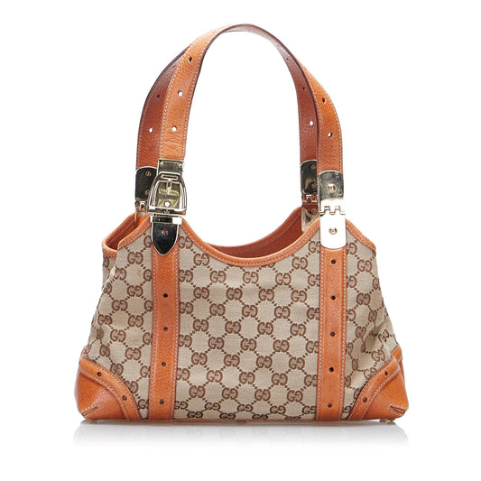 Gucci GG SHG-83BnLV Canvas Calf Brown Orange Shoulder Bag