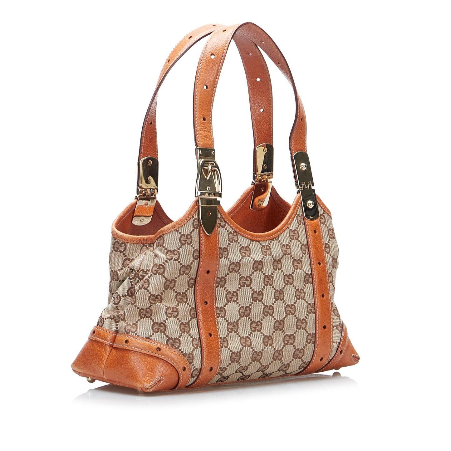Gucci GG SHG-83BnLV Canvas Calf Brown Orange Shoulder Bag