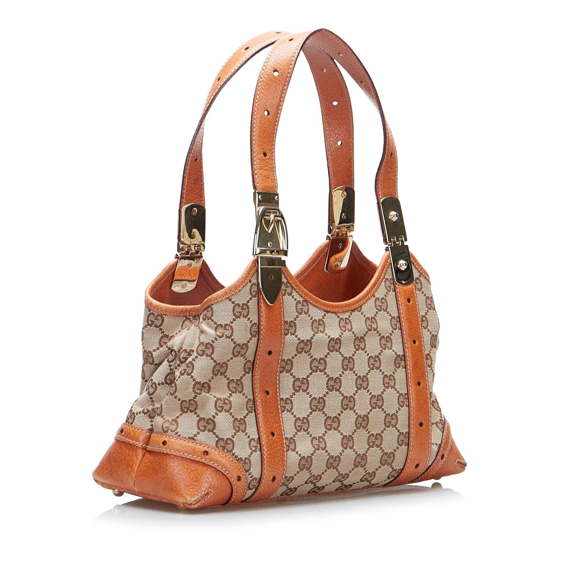 Gucci GG SHG-83BnLV Canvas Calf Brown Orange Shoulder Bag