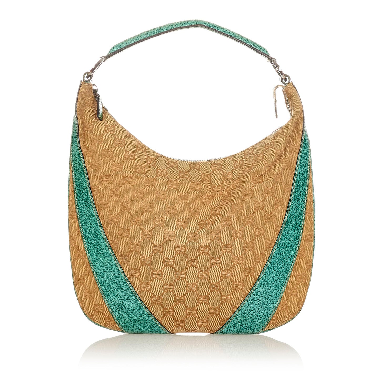 Gucci GG SHG-lRiQLU Canvas Brown Green Shoulder Bag