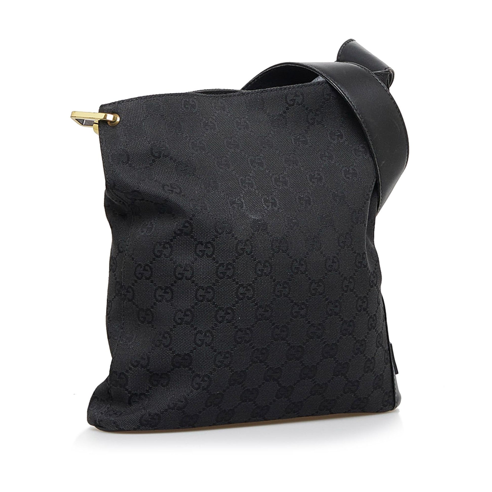 Gucci GG SHG-BUr688 Canvas Calf Black Shoulder Bag