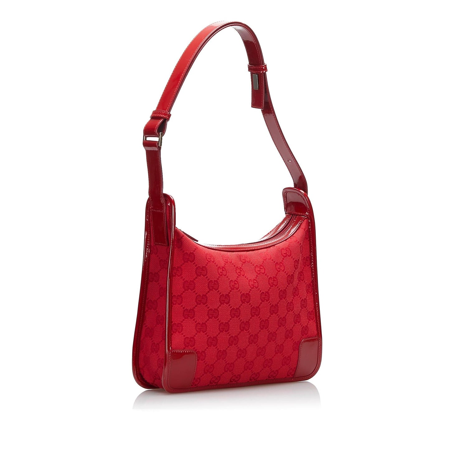 Gucci GG SHG-EHhUj6 Leather Canvas Patent Red Shoulder Bag