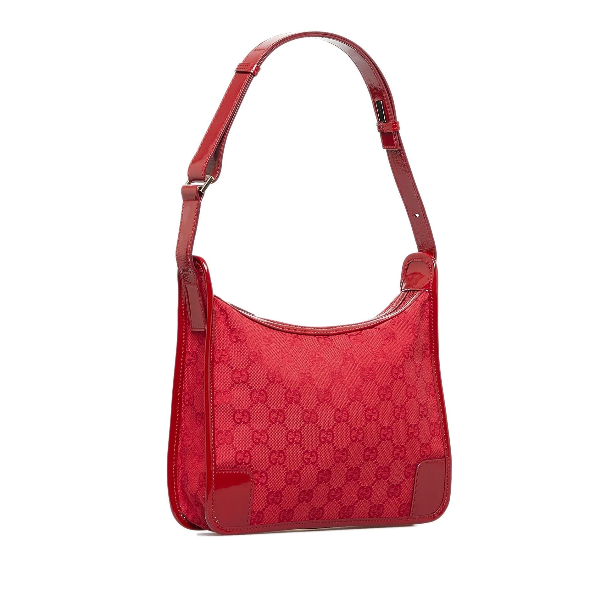 Gucci GG SHG-yh7Jmf Leather Canvas Patent Red Shoulder Bag