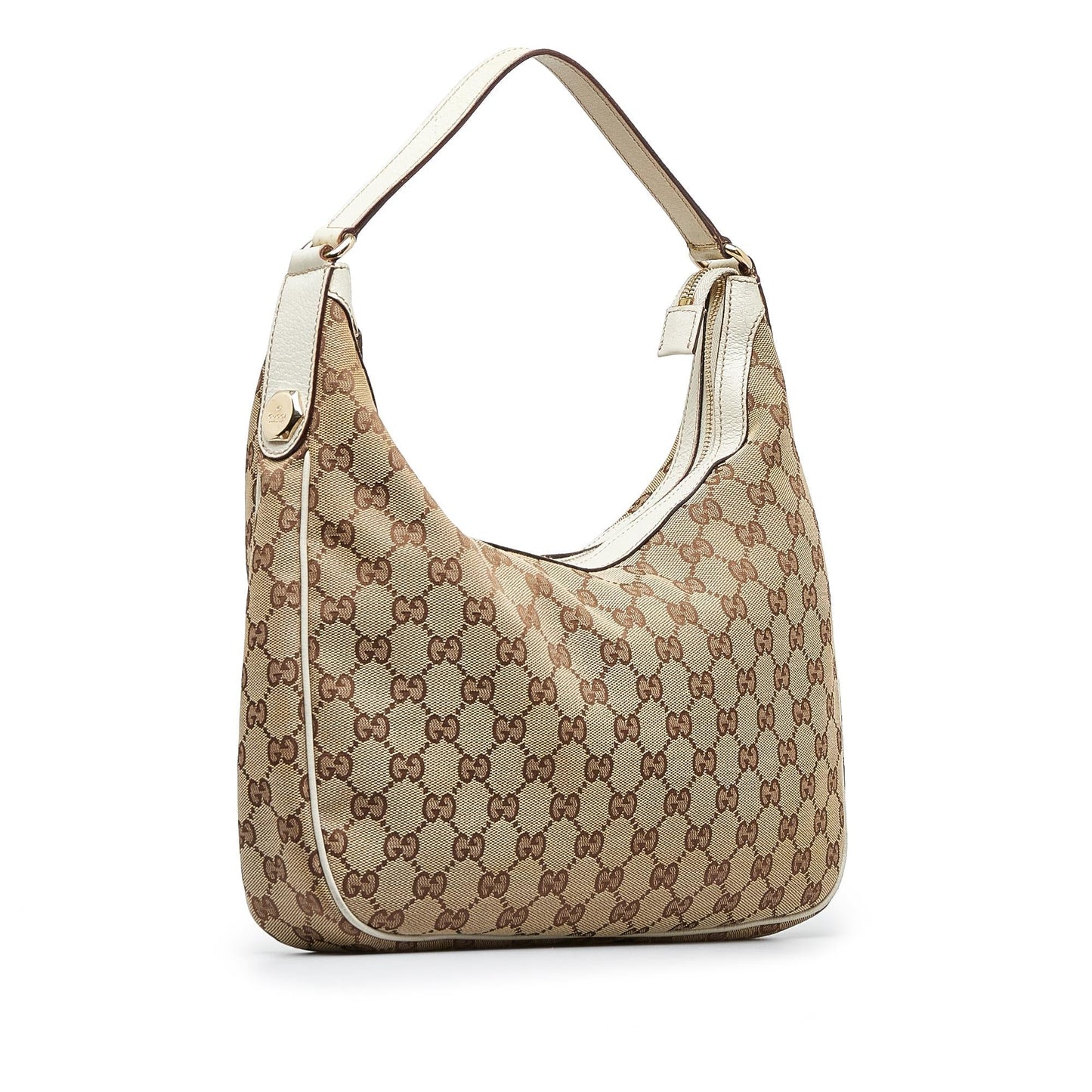 Gucci GG SHG-bjoFh9 Canvas Calf White Brown Shoulder Bag