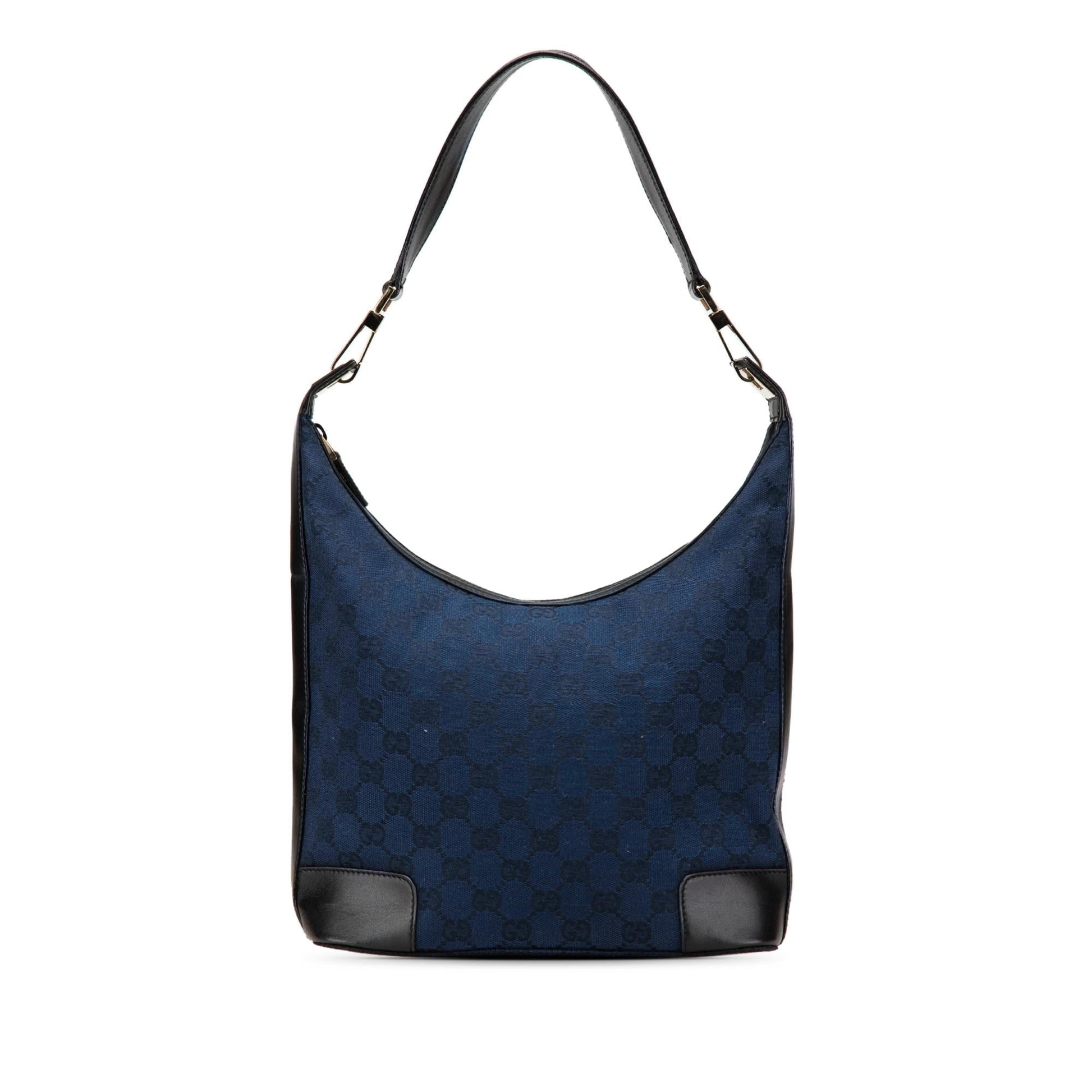 Gucci GG Canvas Calf Blue Shoulder Bag Bag 4