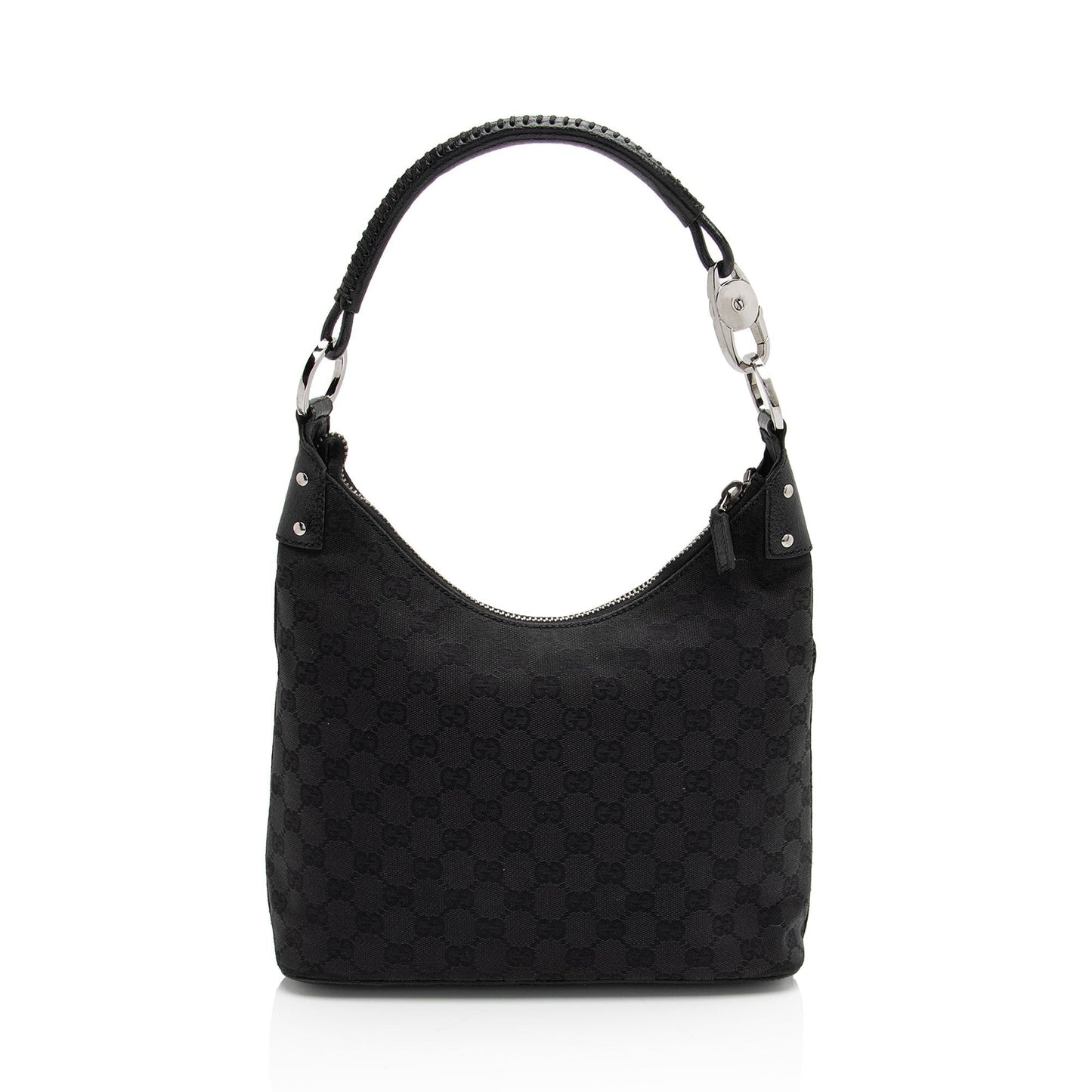Gucci GG SHF-ewDU0f Leather Canvas Black Small Shoulder Bag