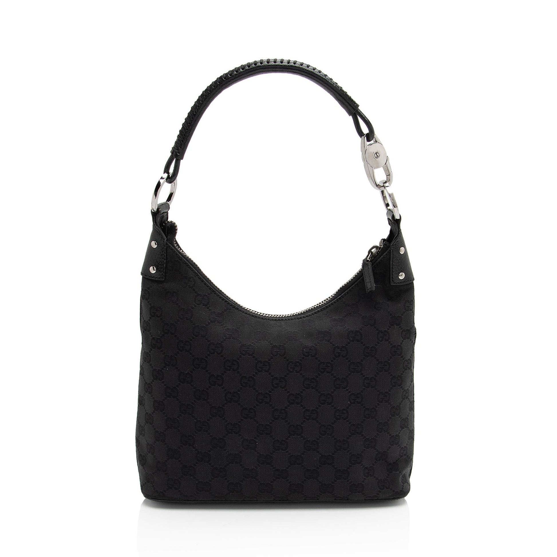 Gucci GG SHF-ewDU0f Leather Canvas Black Small Shoulder Bag