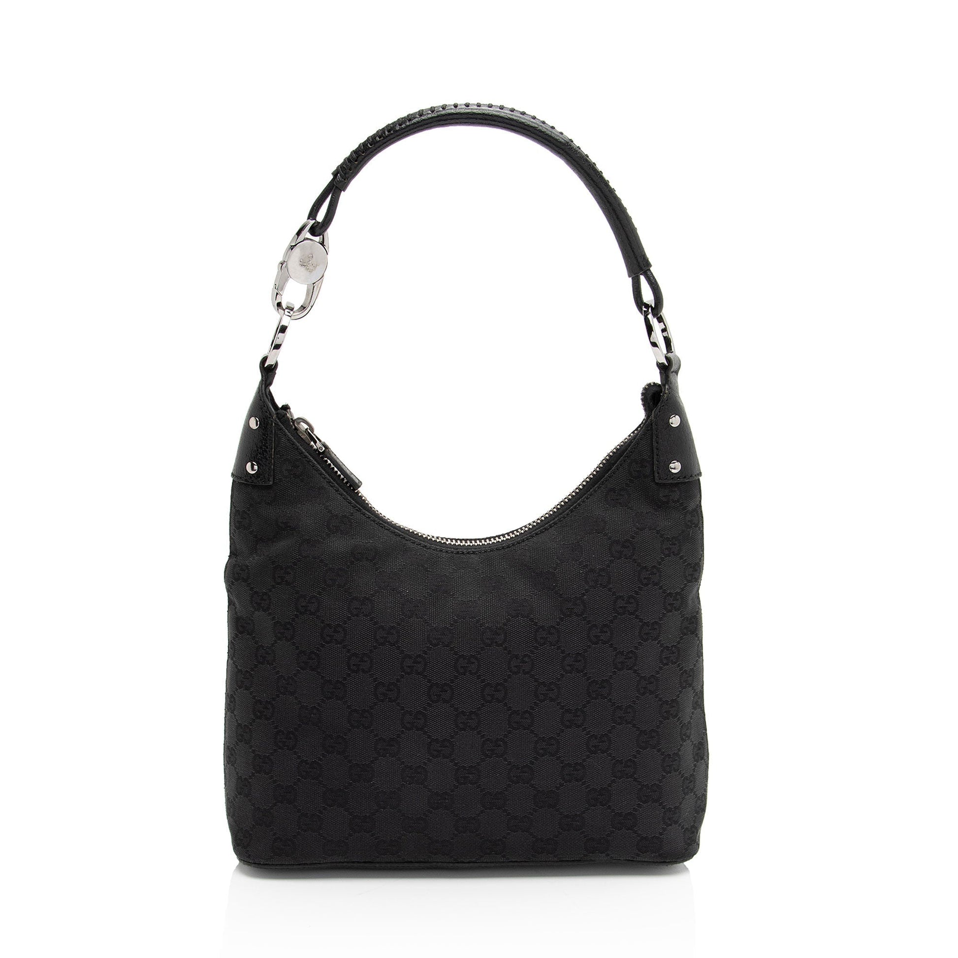 Gucci GG SHF-ewDU0f Leather Canvas Black Small Shoulder Bag