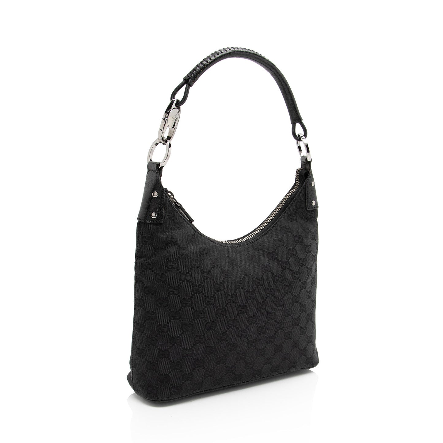 Gucci GG SHF-ewDU0f Leather Canvas Black Small Shoulder Bag