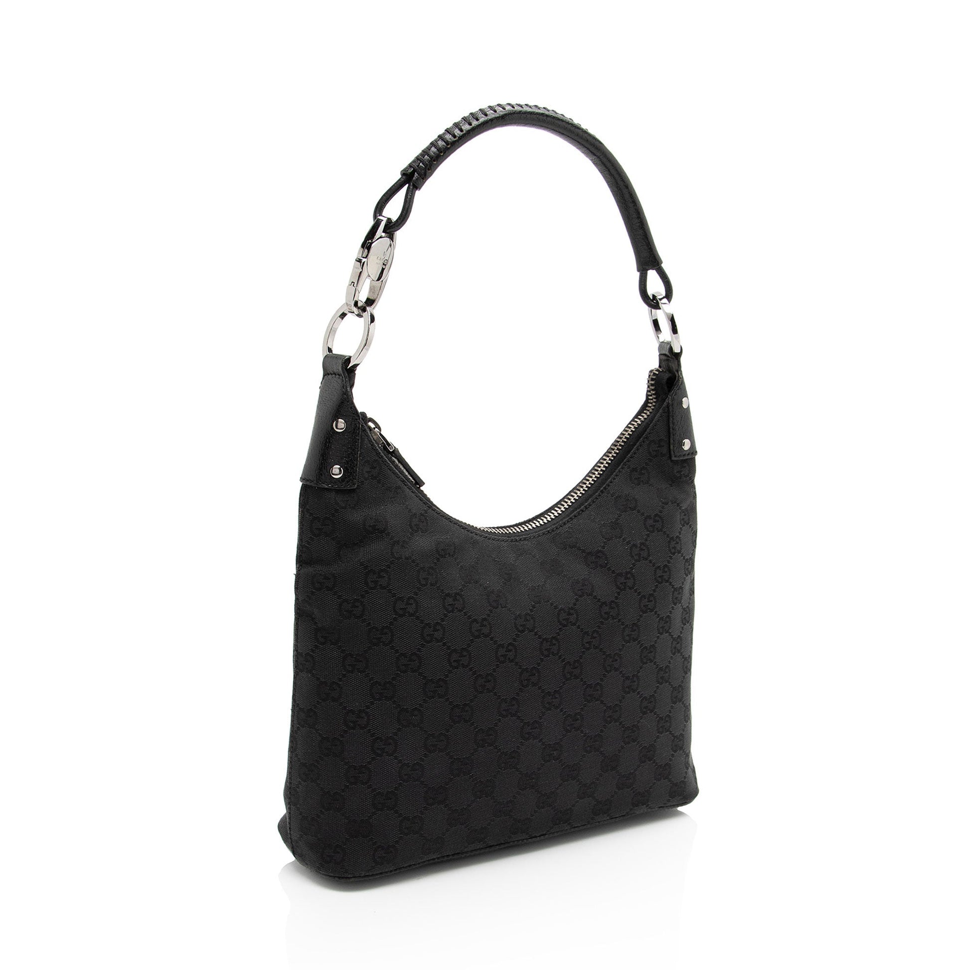 Gucci GG SHF-ewDU0f Leather Canvas Black Small Shoulder Bag