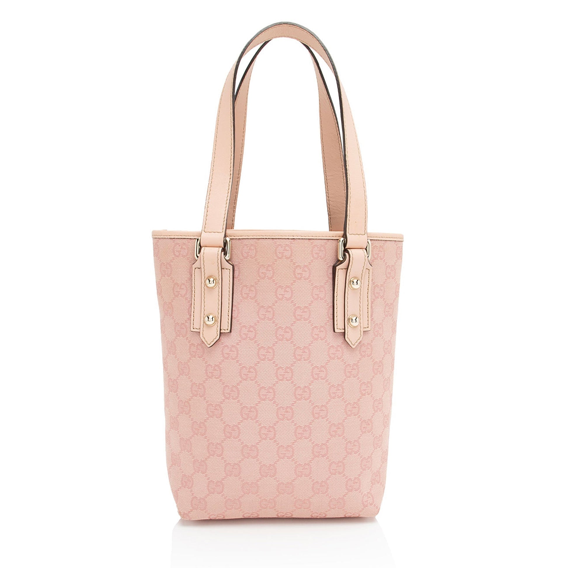 Gucci GG Vertical SHF-hi7sXz Leather Canvas Pink Small Tote Bag