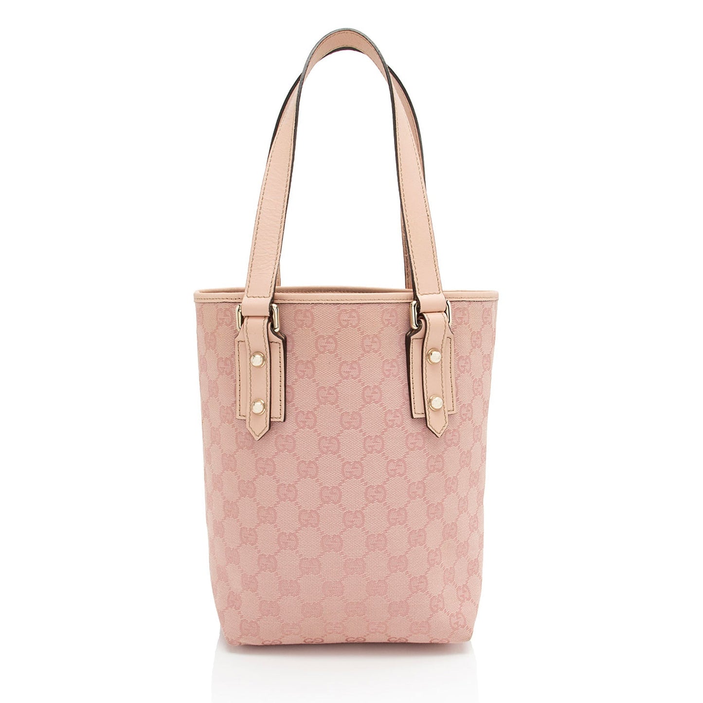 Gucci GG Vertical SHF-hi7sXz Leather Canvas Pink Small Tote Bag