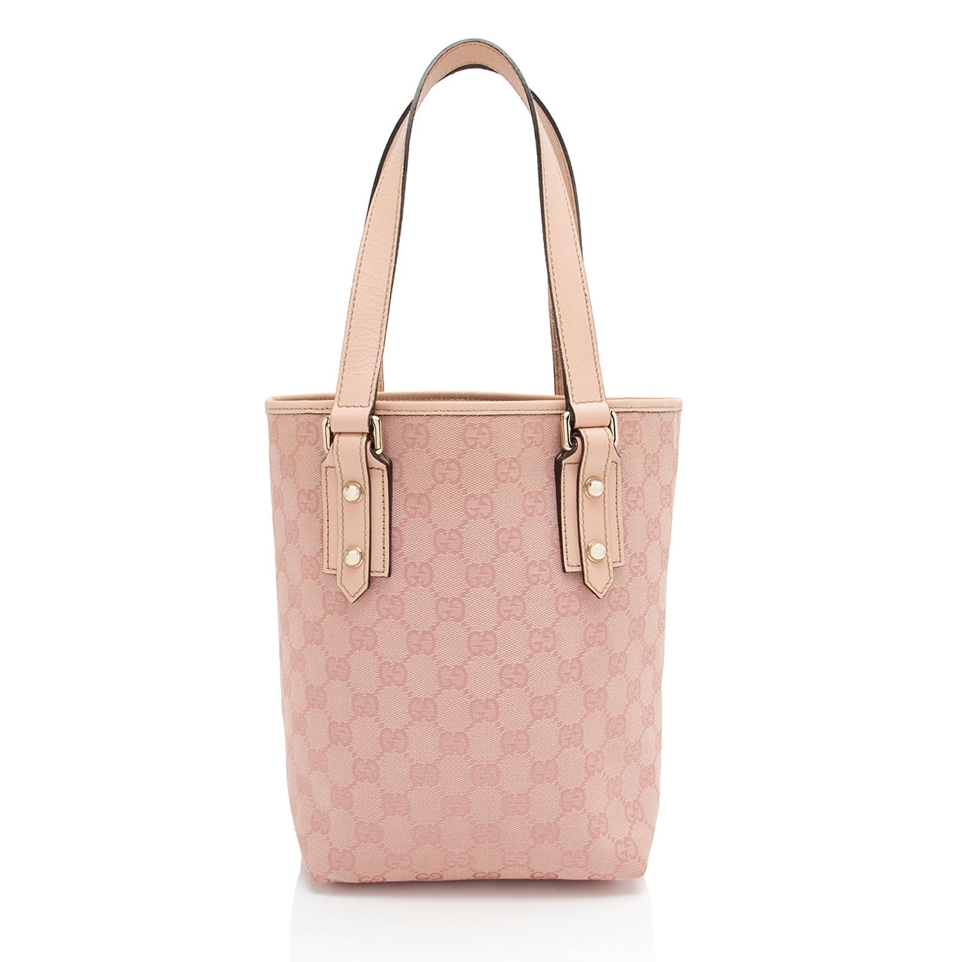 Gucci GG Vertical SHF-hi7sXz Leather Canvas Pink Small Tote Bag