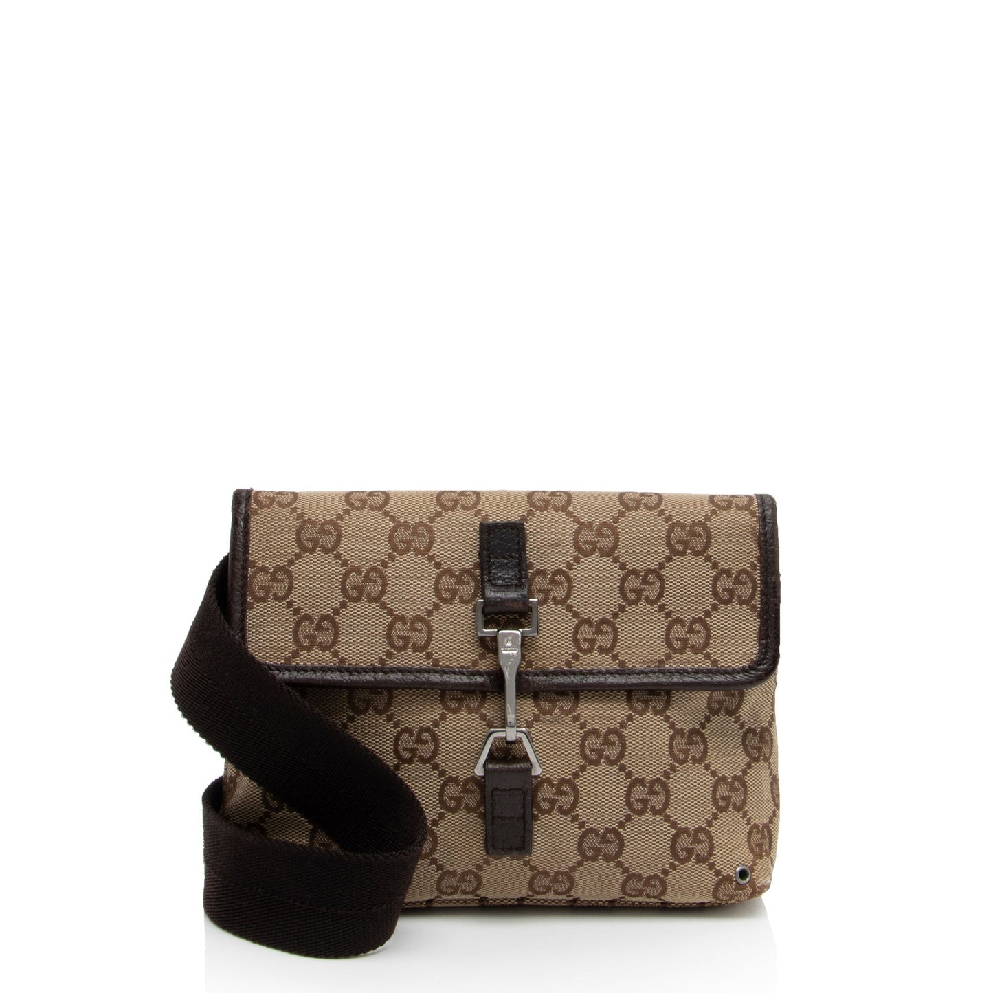 Gucci GG Waist Belt SHF-aTzoiD Leather Canvas Nylon Brown Accessory