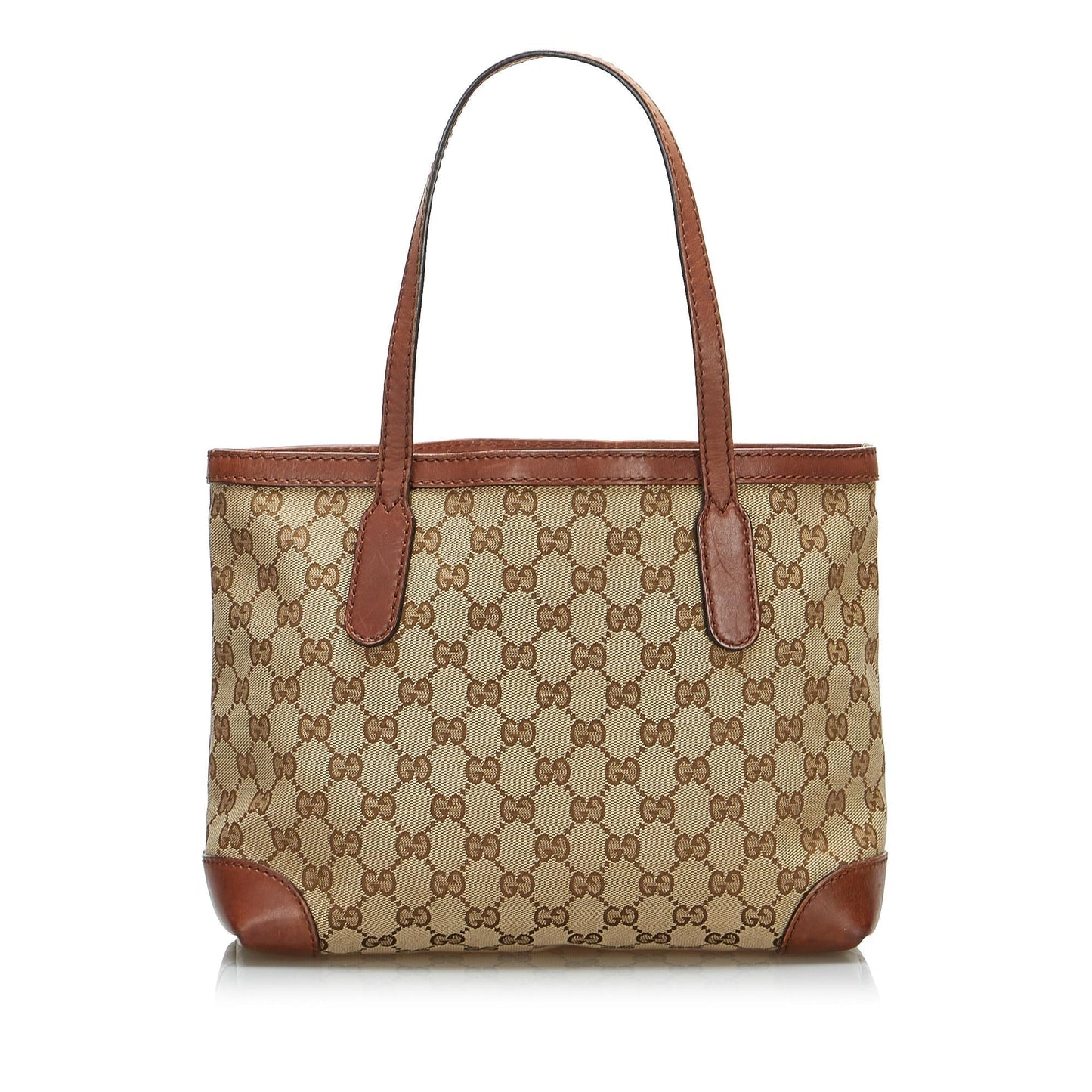 Gucci GG Stirrup SHG-4H8XJO Canvas Calf Brown Satchel Bag