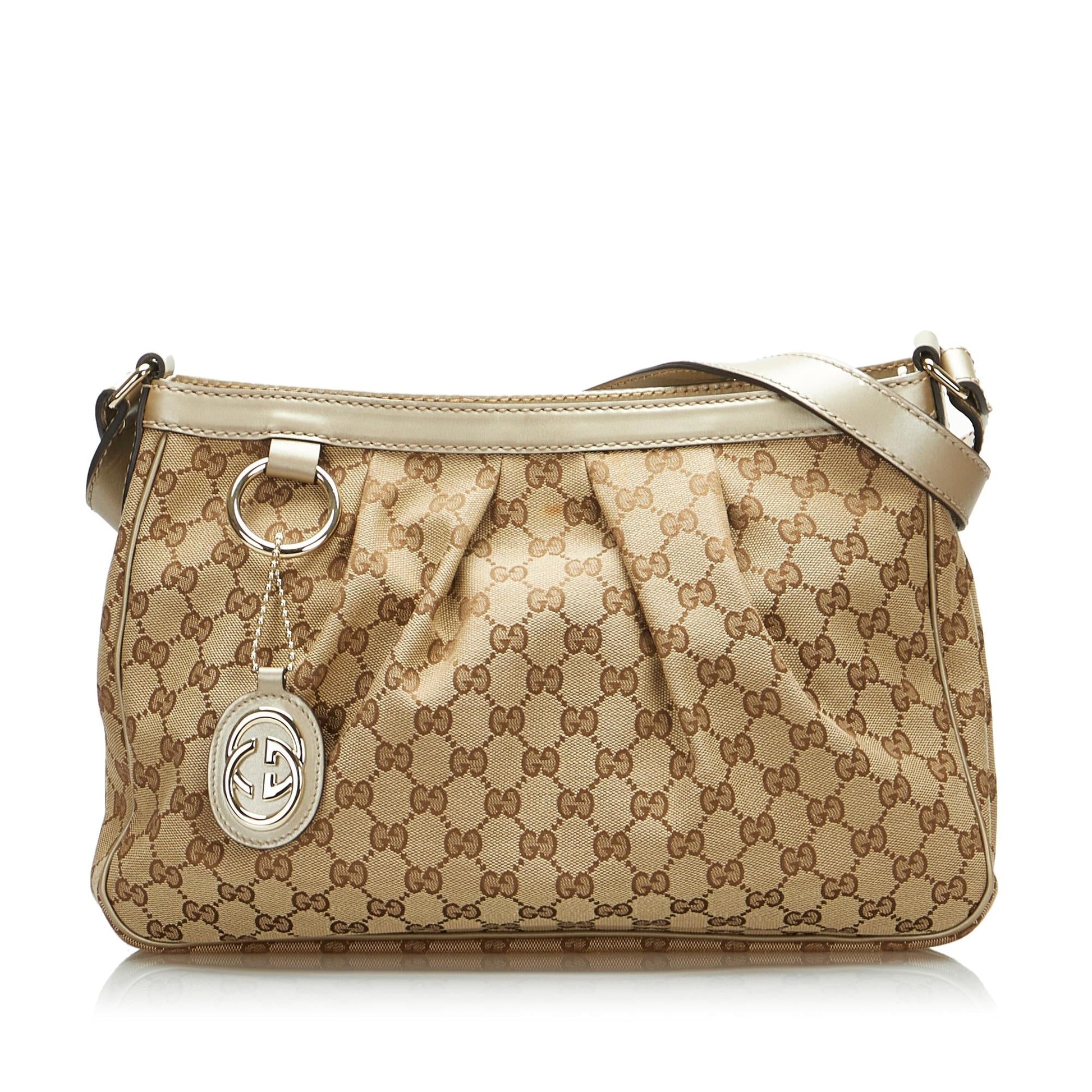 Gucci GG Sukey SHG-6B53zF Canvas Calf Brown Crossbody Bag