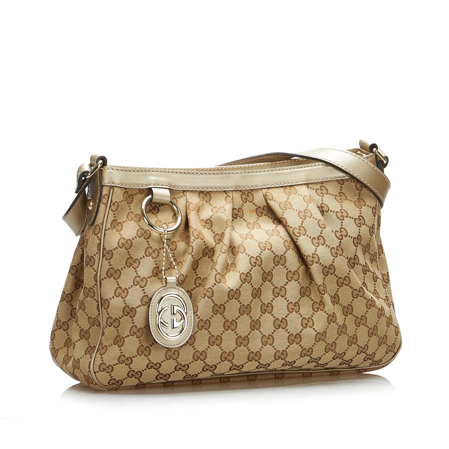 Gucci GG Sukey SHG-6B53zF Canvas Calf Brown Crossbody Bag