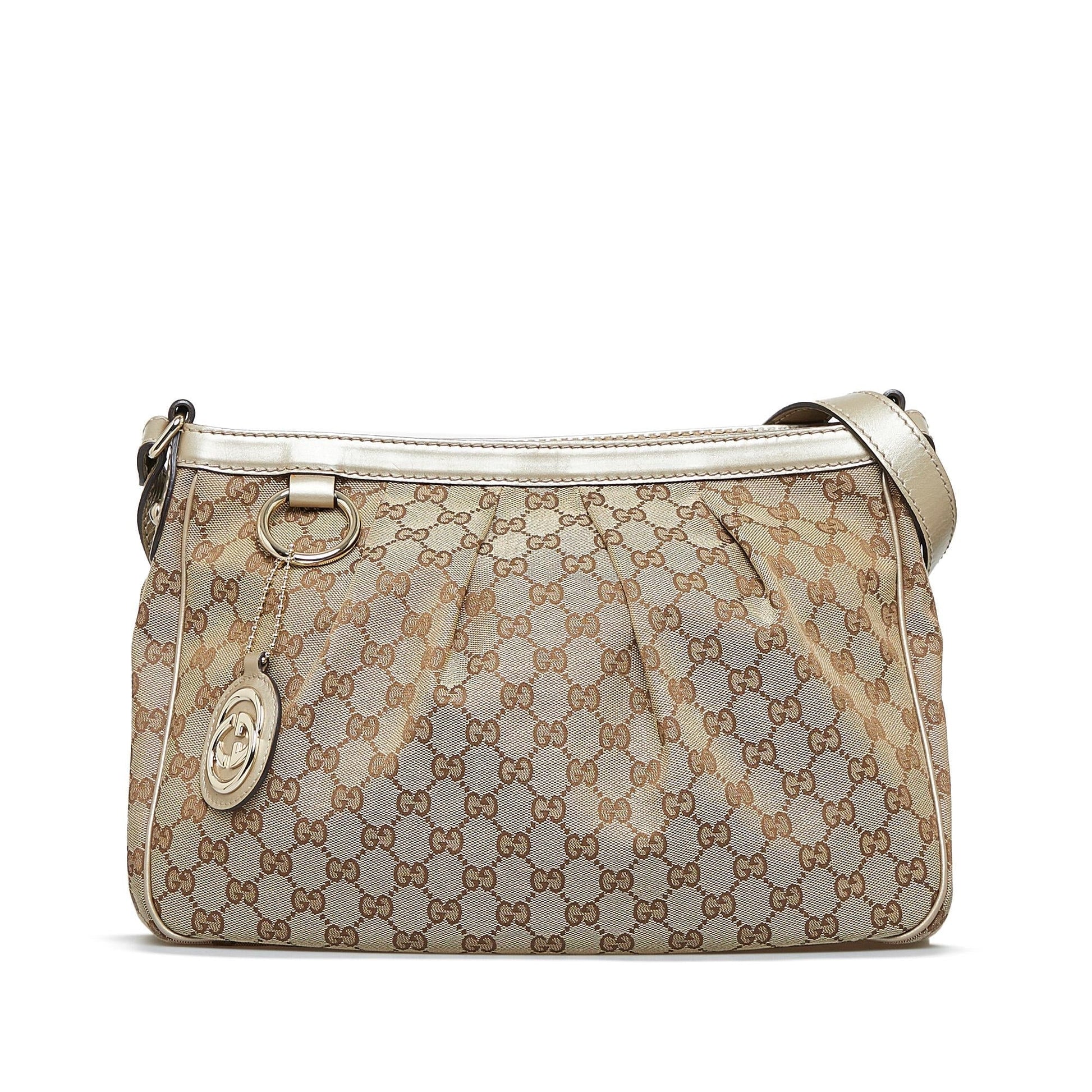 Gucci GG Sukey SHG-bMrG2F Canvas Calf Brown Crossbody Bag
