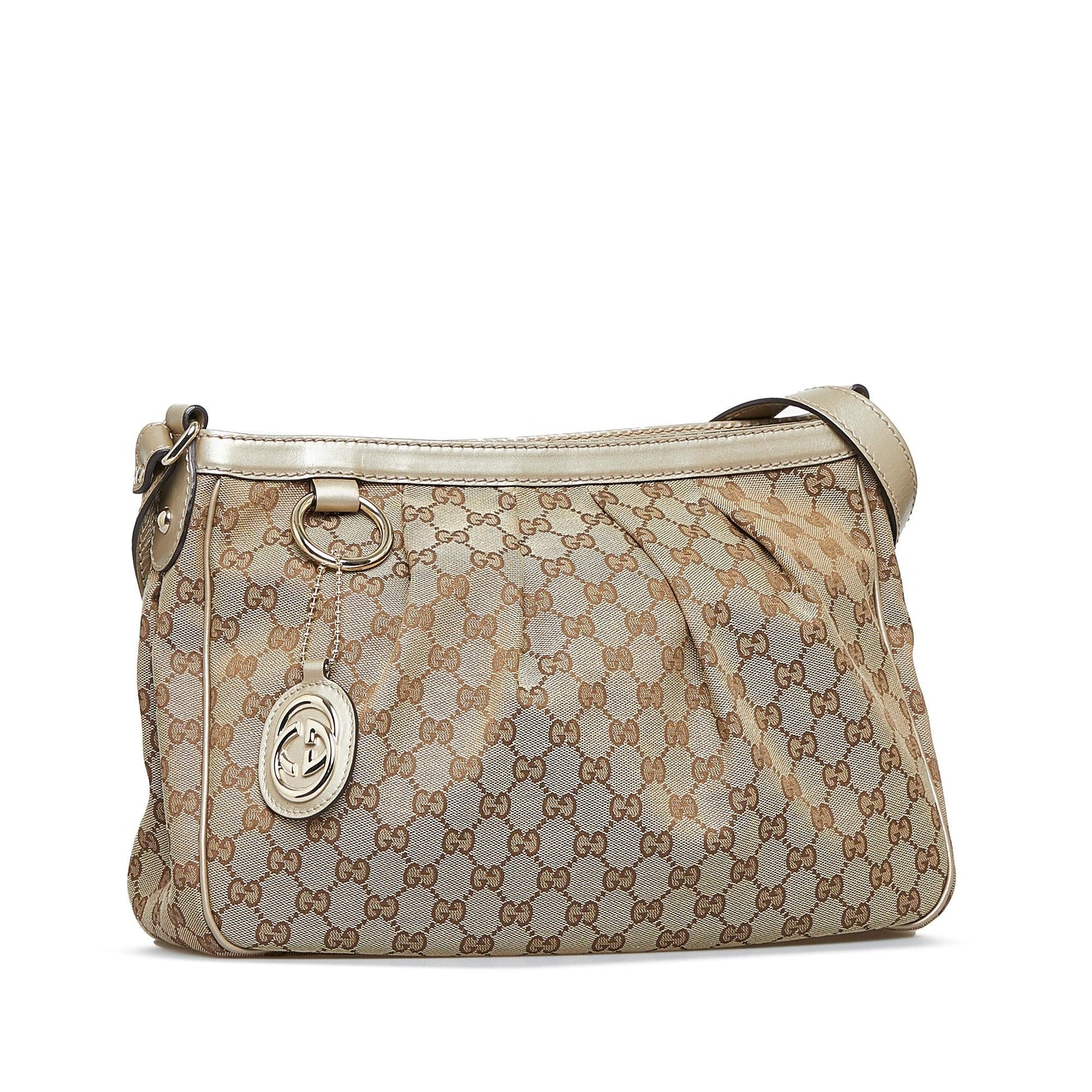 Gucci GG Sukey SHG-bMrG2F Canvas Calf Brown Crossbody Bag