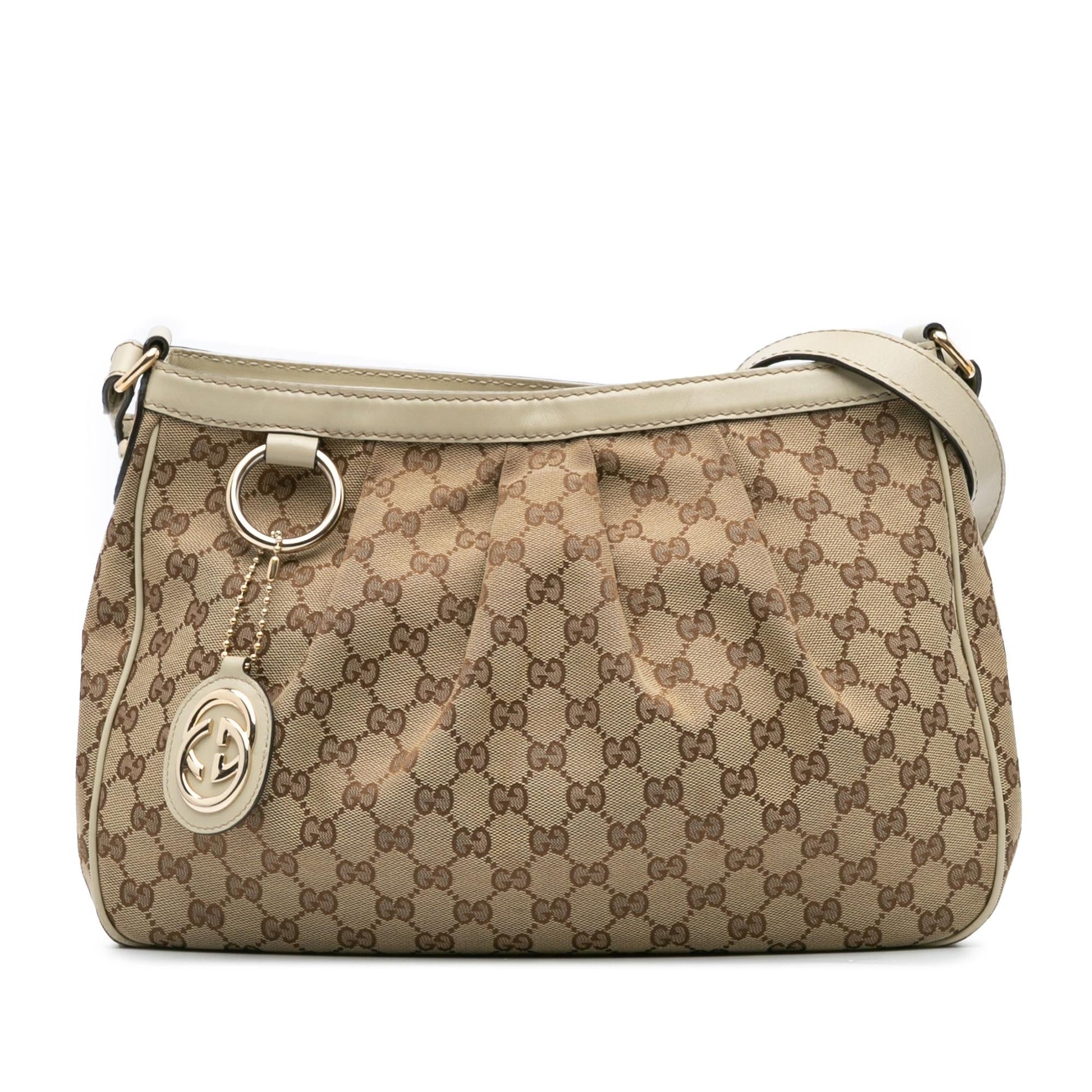 Gucci GG Sukey Canvas Calf Brown Crossbody Bag