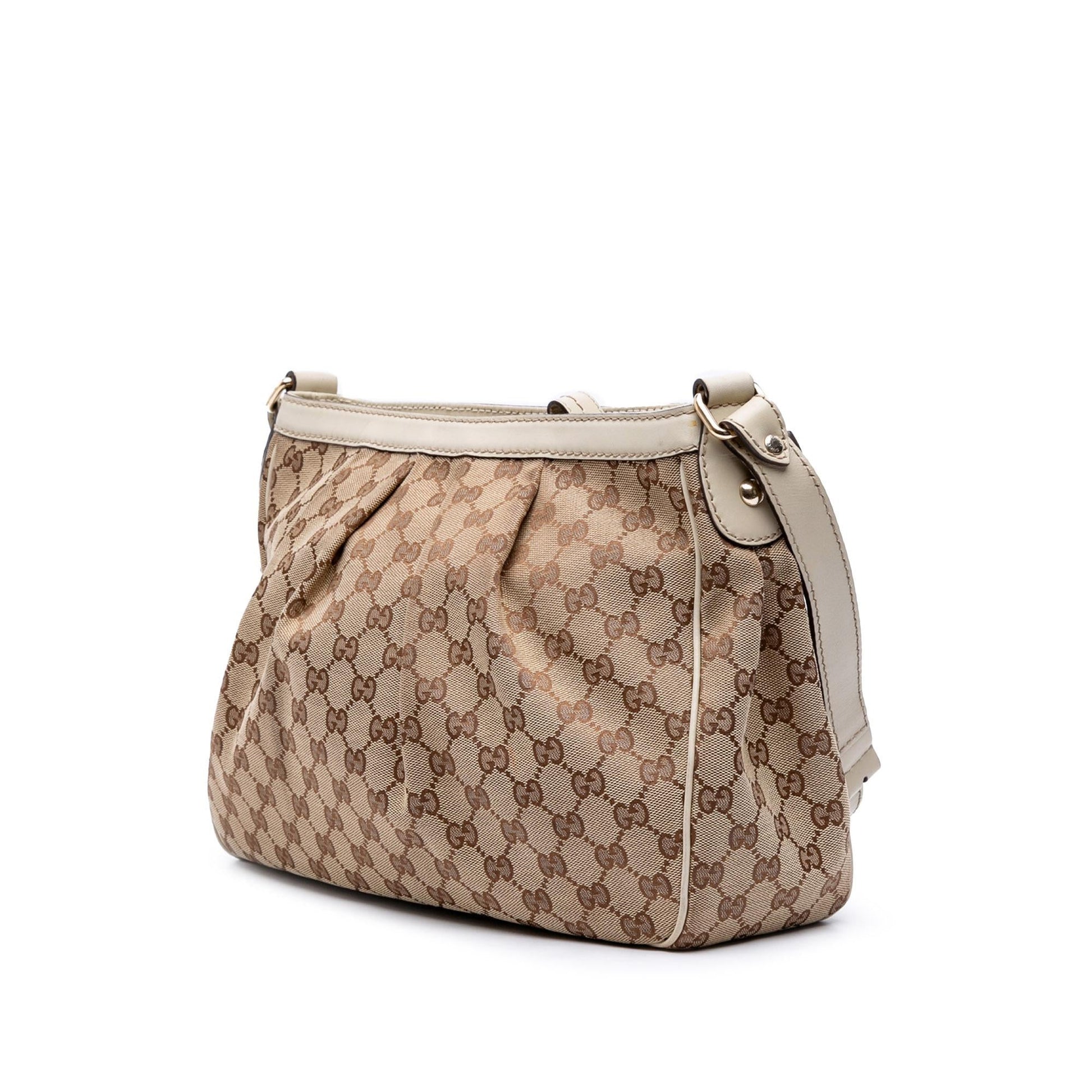 Gucci GG Sukey Canvas Calf White Brown Crossbody Bag Crossbody 3