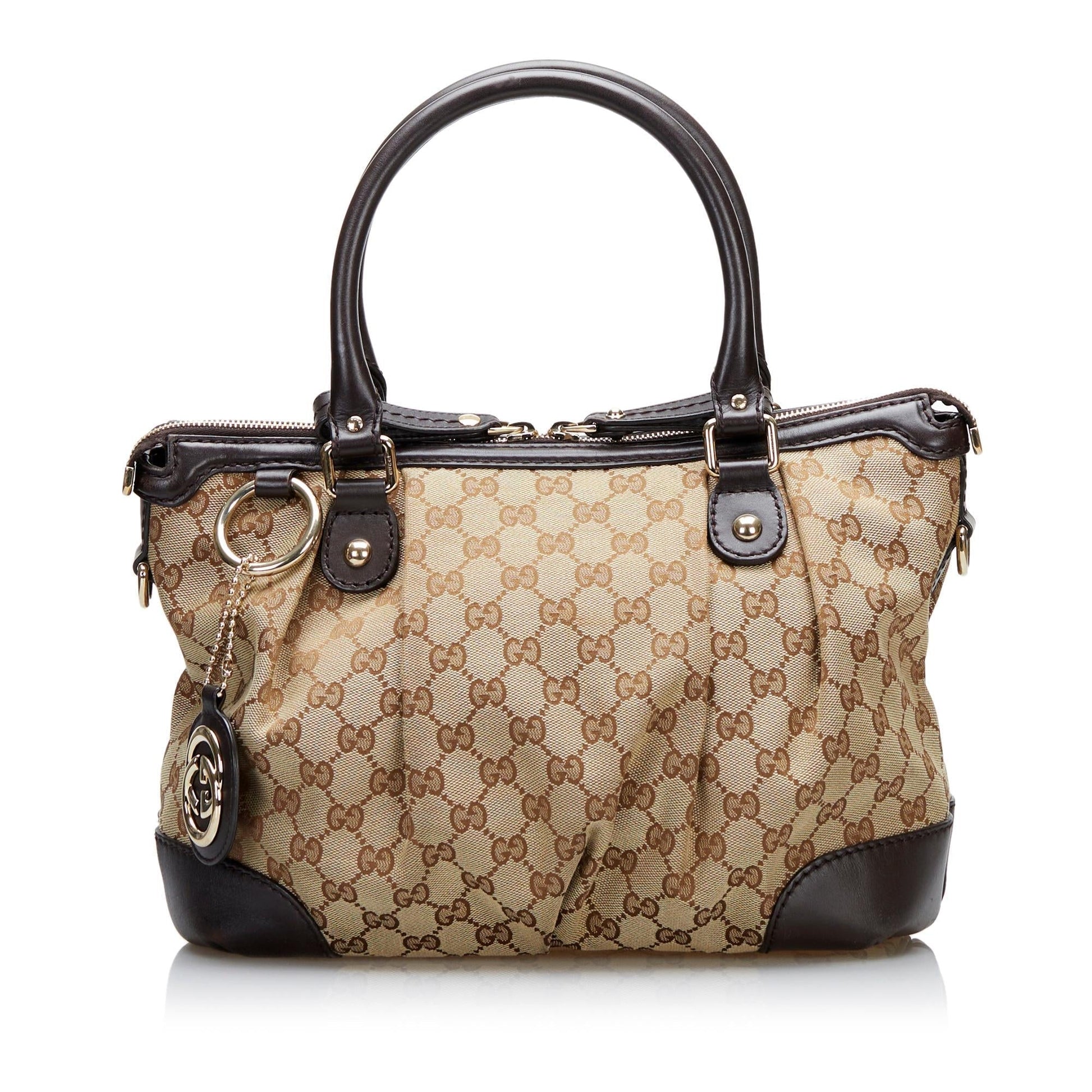 Gucci GG Sukey SHG Canvas Brown Satchel Bag