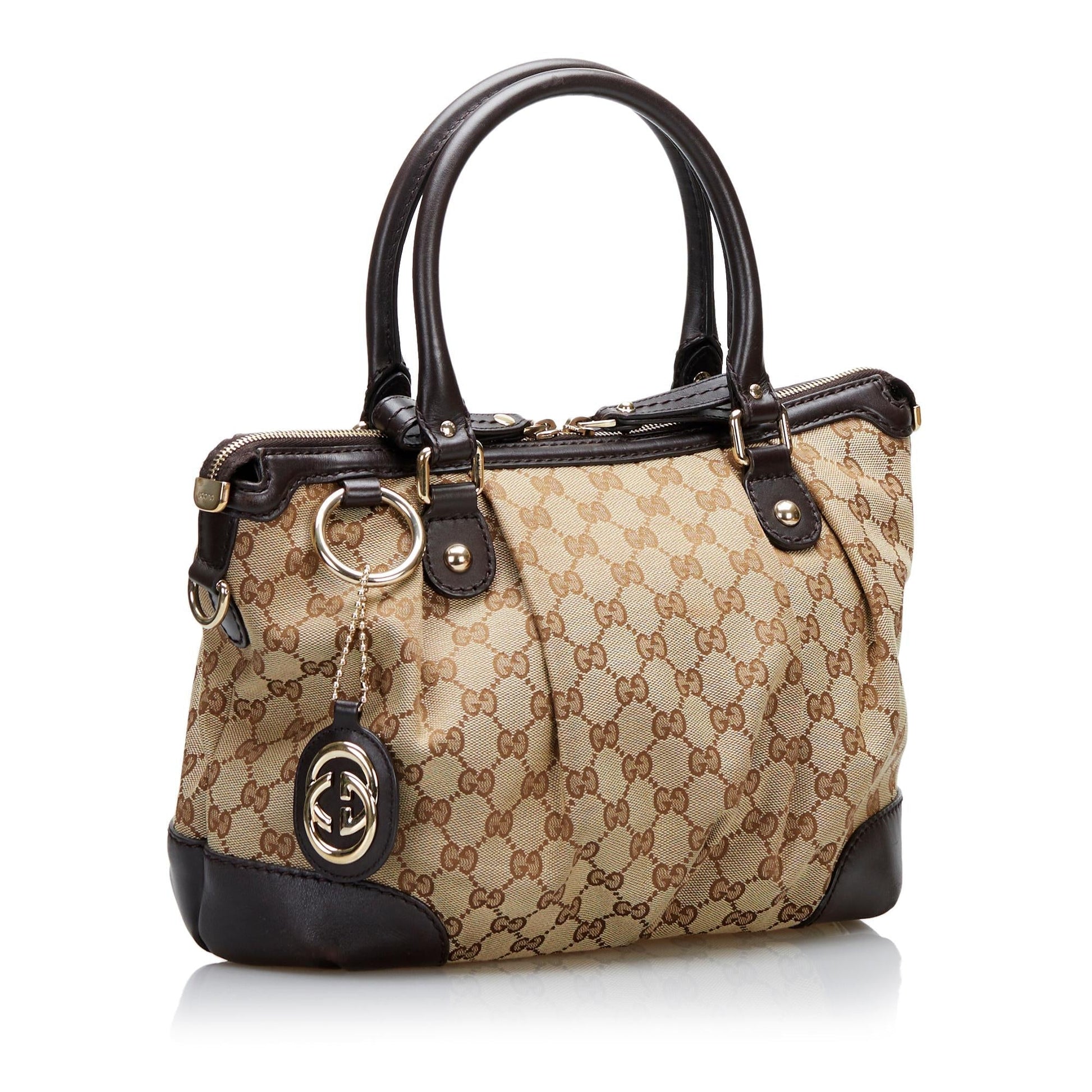 Gucci GG Sukey SHG Canvas Brown Satchel Bag
