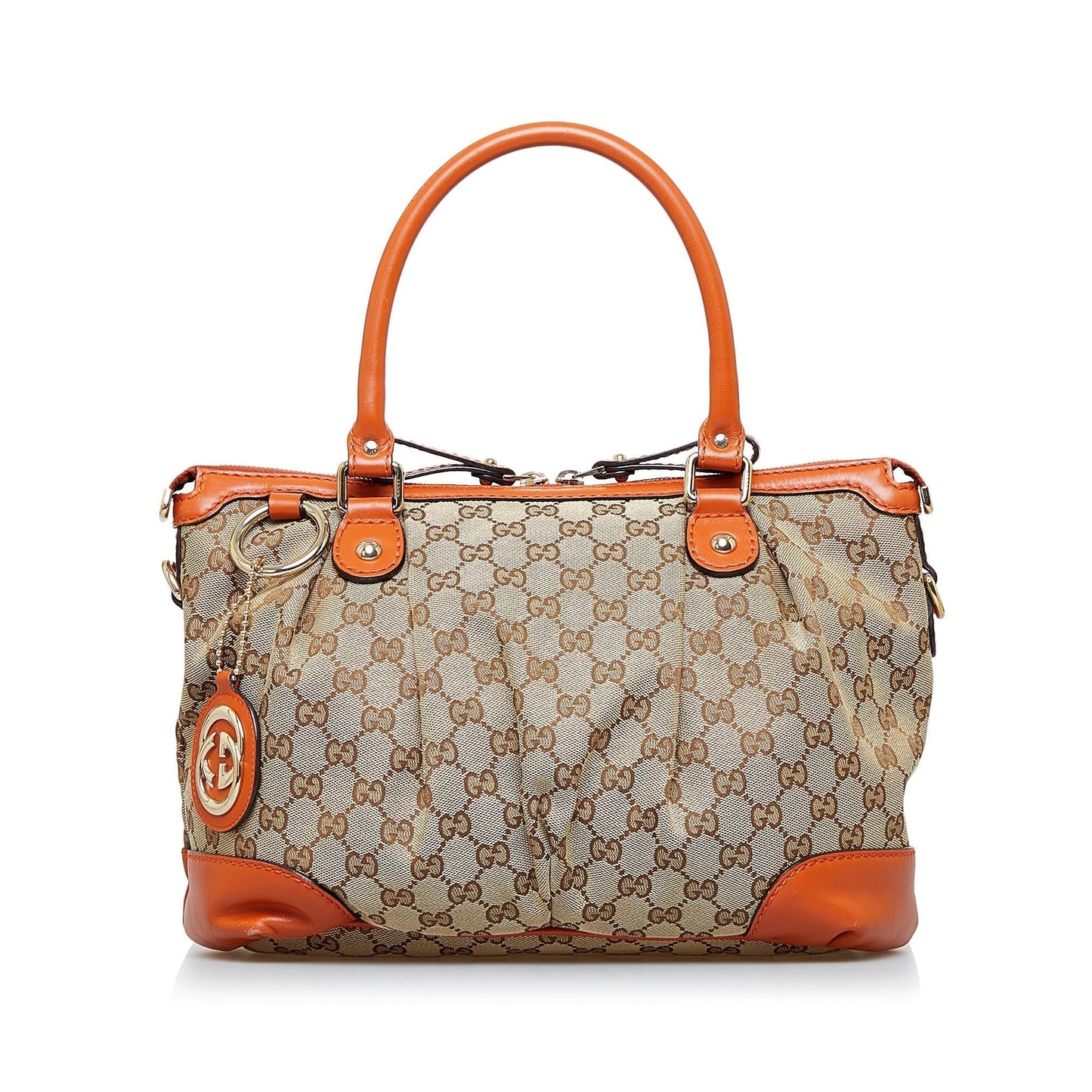 Gucci GG Sukey SHG-FQKJj5 Canvas Brown Satchel Bag