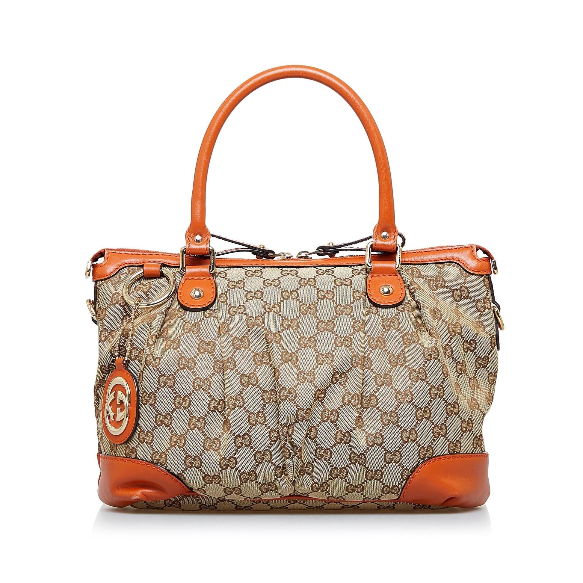 Gucci GG Sukey SHG-FQKJj5 Canvas Brown Satchel Bag
