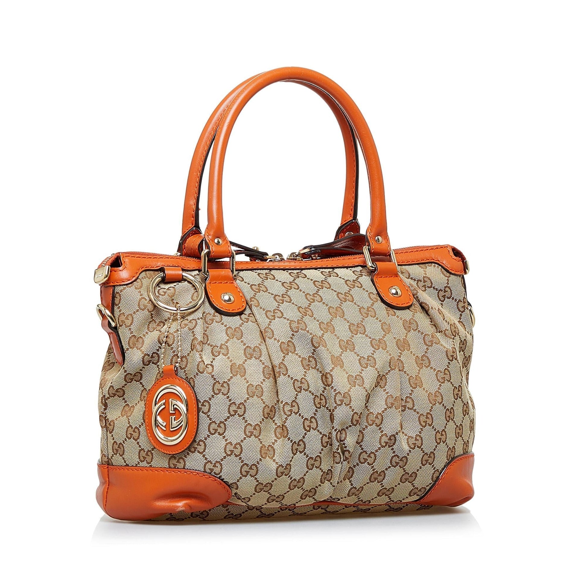 Gucci GG Sukey SHG-FQKJj5 Canvas Brown Satchel Bag