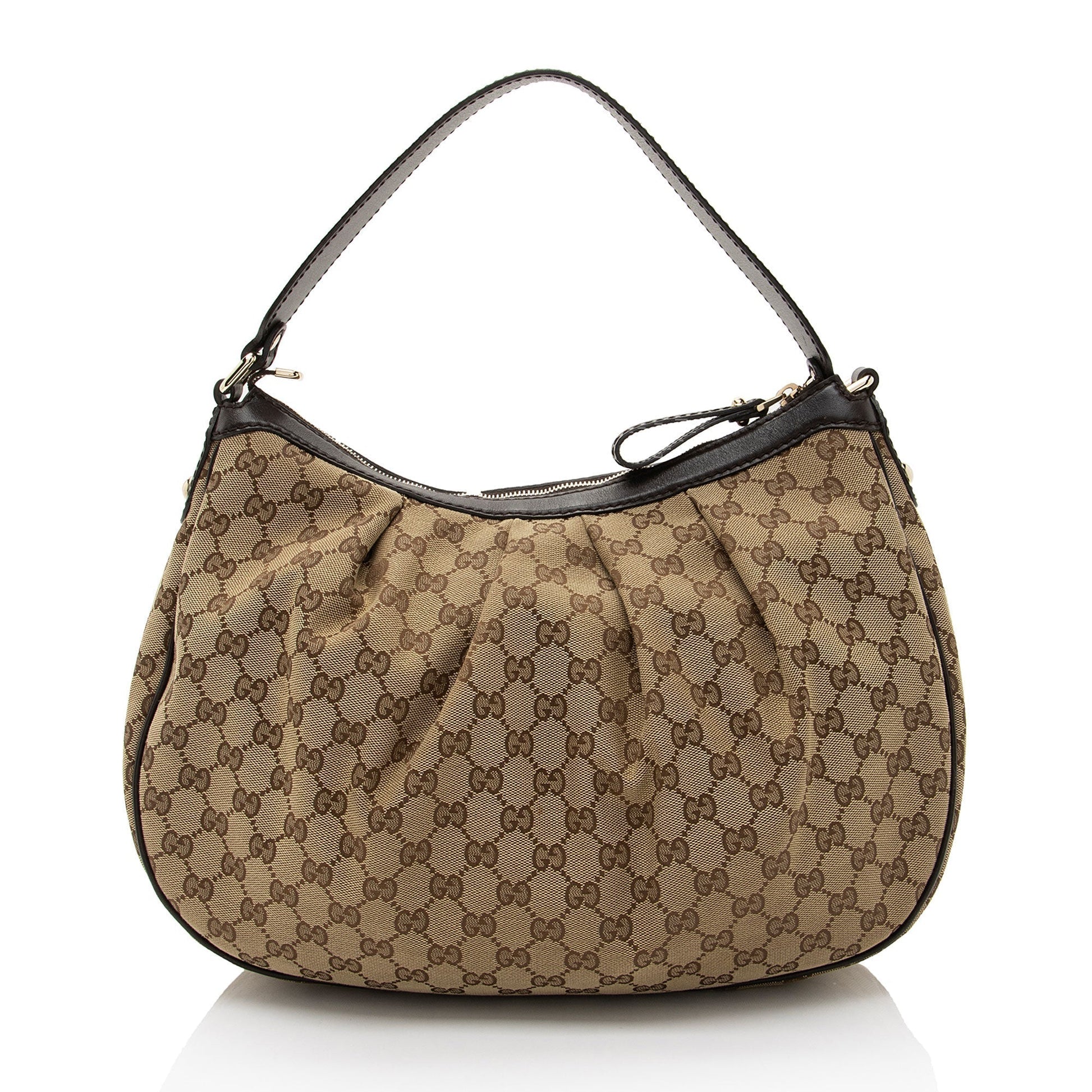 Gucci GG Sukey SHF-tXcsDm Leather Canvas Brown Beige Shoulder Bag
