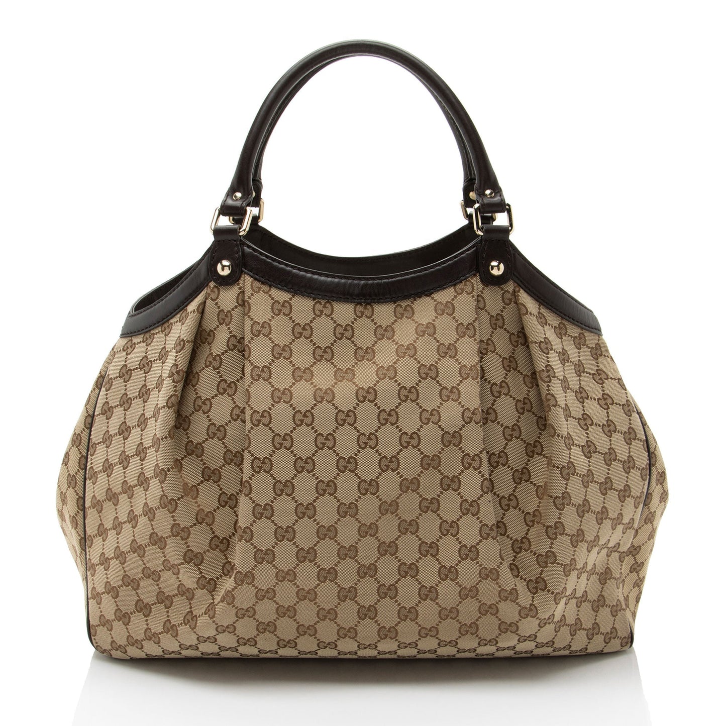 Gucci GG Sukey Leather Canvas Brown Beige Tote Bag 3