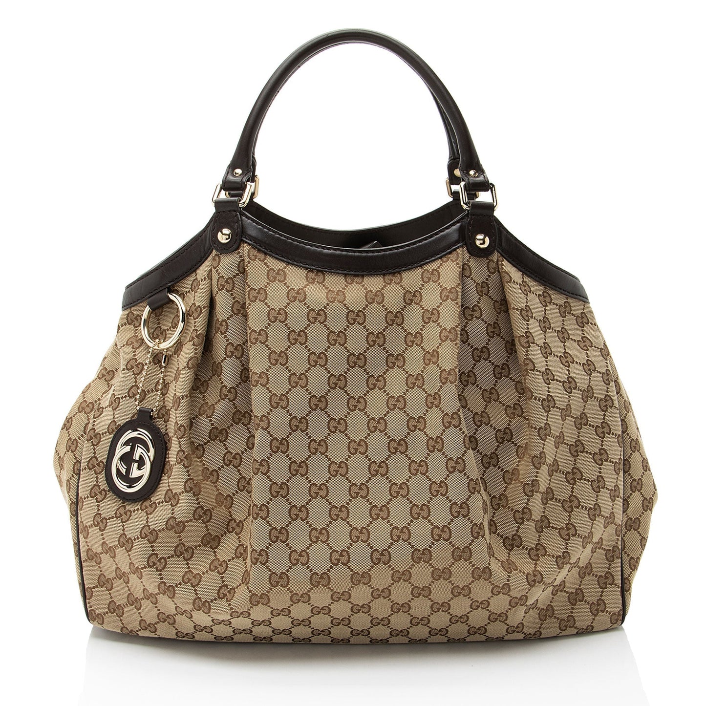 Gucci GG Sukey Leather Canvas Brown Beige Tote Bag 3