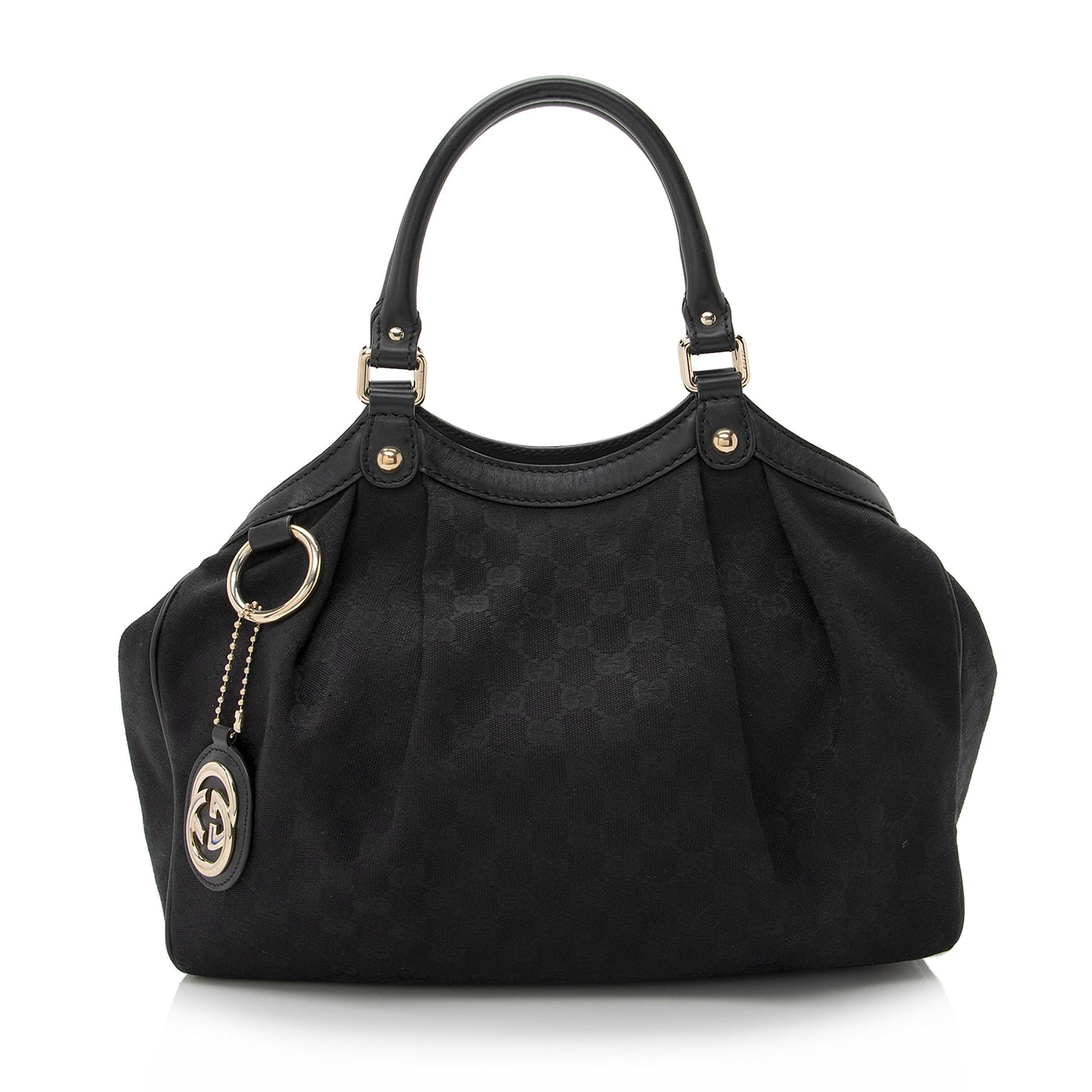 Gucci GG Sukey SHF Leather Canvas Black Medium Tote Bag