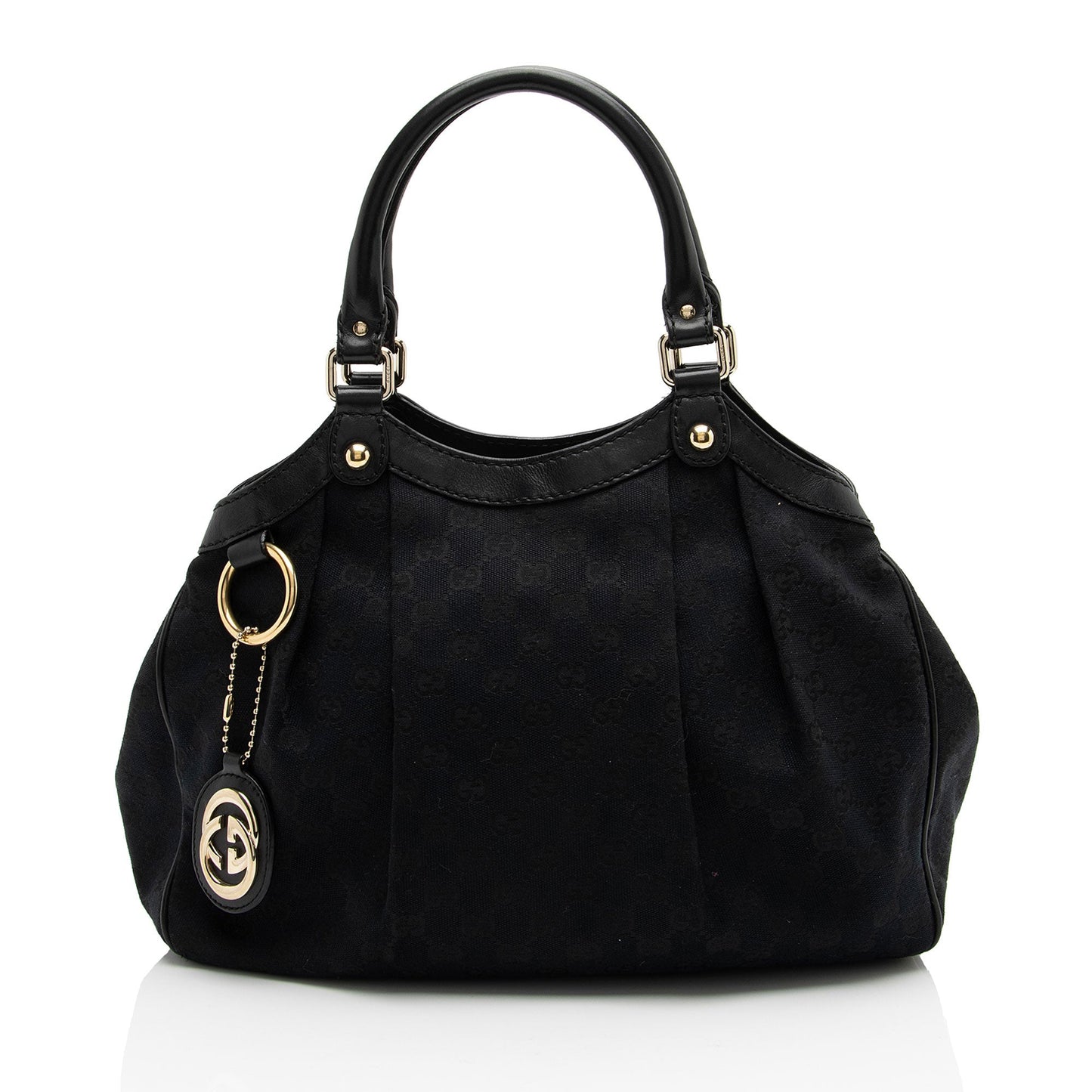 Gucci GG Sukey SHF-cYxwRU Leather Canvas Black Medium Tote Bag