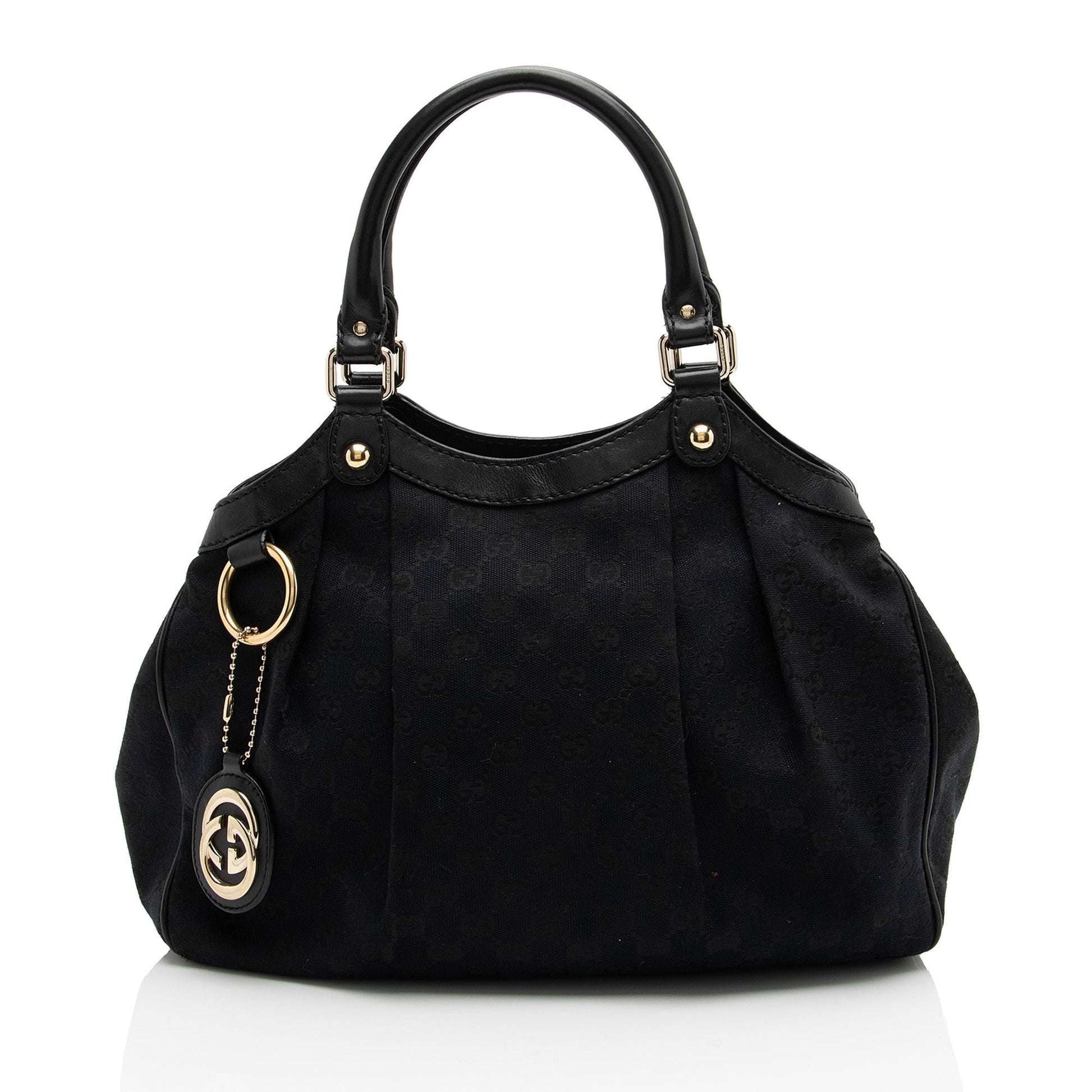 Gucci GG Sukey SHF-cYxwRU Leather Canvas Black Medium Tote Bag