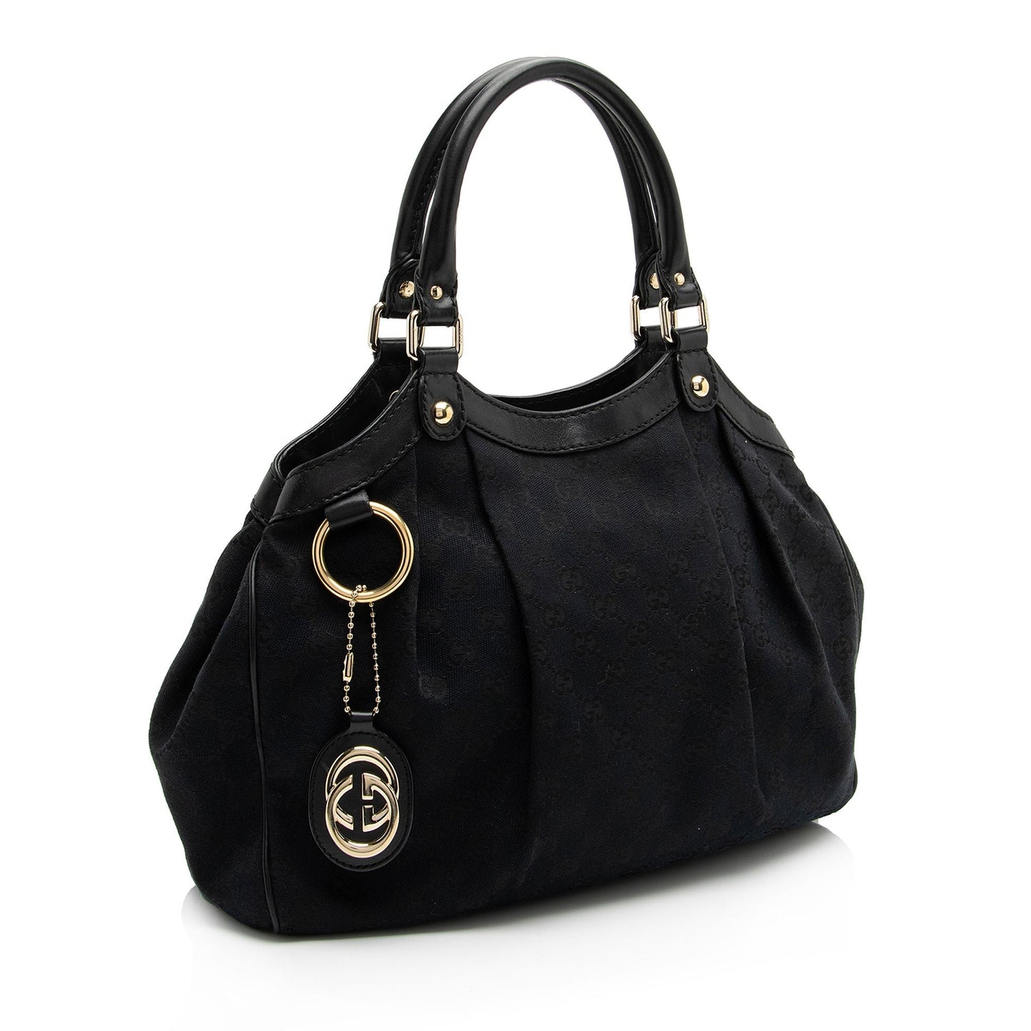 Gucci GG Sukey SHF-cYxwRU Leather Canvas Black Medium Tote Bag
