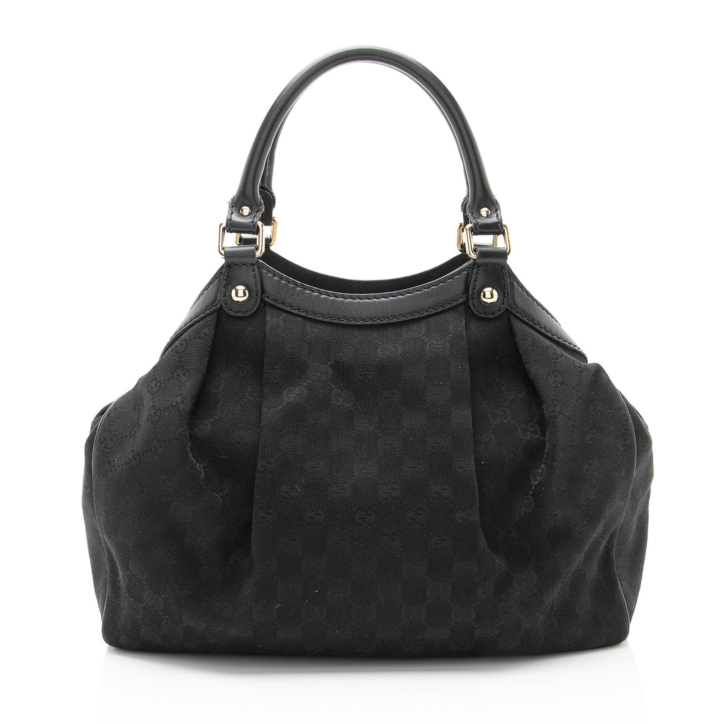 Gucci GG Sukey SHF-0UQpTA Leather Canvas Black Medium Tote Bag