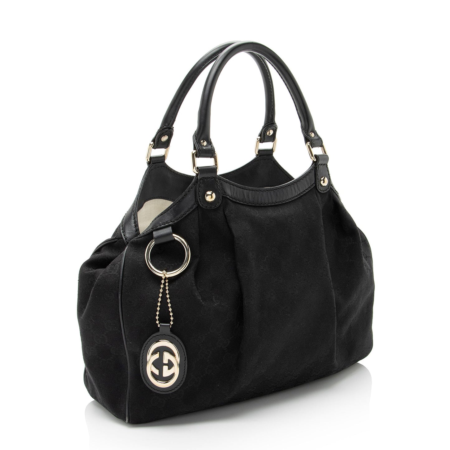 Gucci GG Sukey Leather Canvas Black Medium Tote Bag