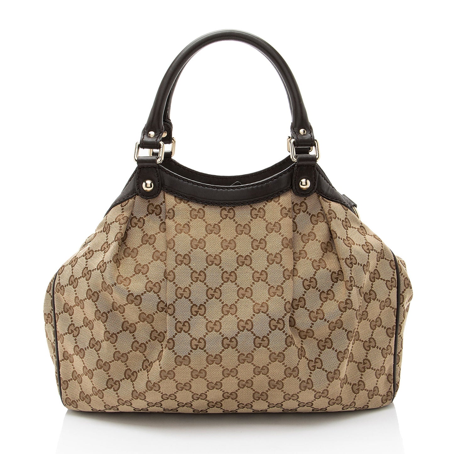Gucci GG Sukey Leather Canvas Brown Beige Tote Bag Tote 1