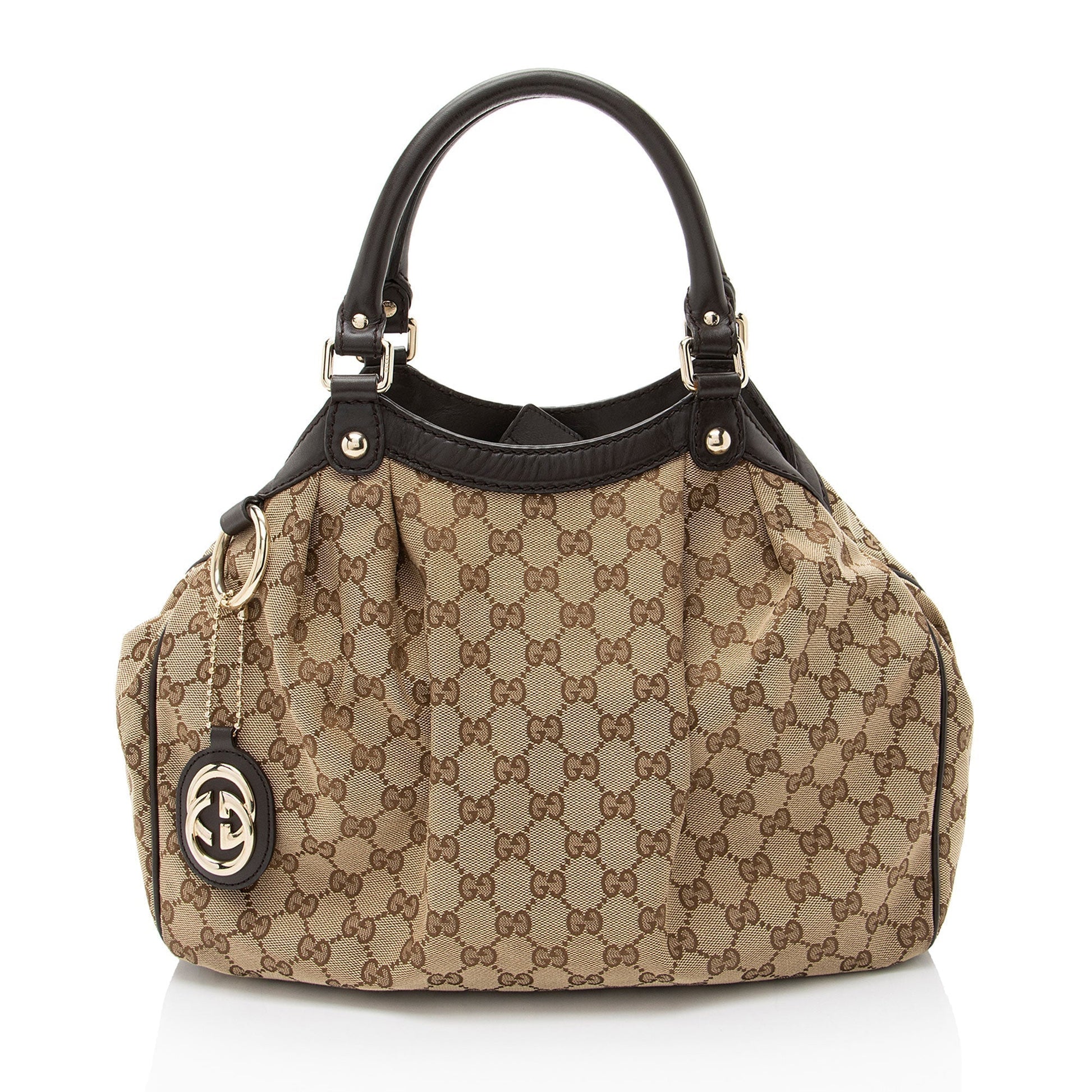 Gucci GG Sukey Leather Canvas Brown Beige Tote Bag Tote 1