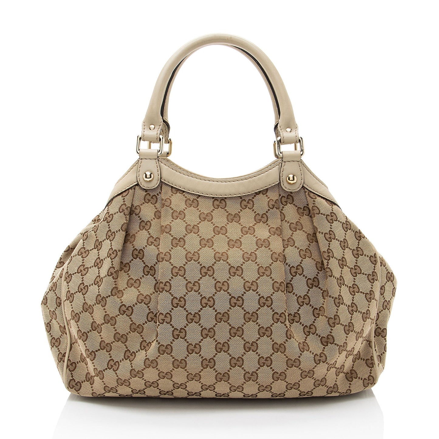 Gucci GG Sukey Leather Canvas Beige Medium Tote Bag