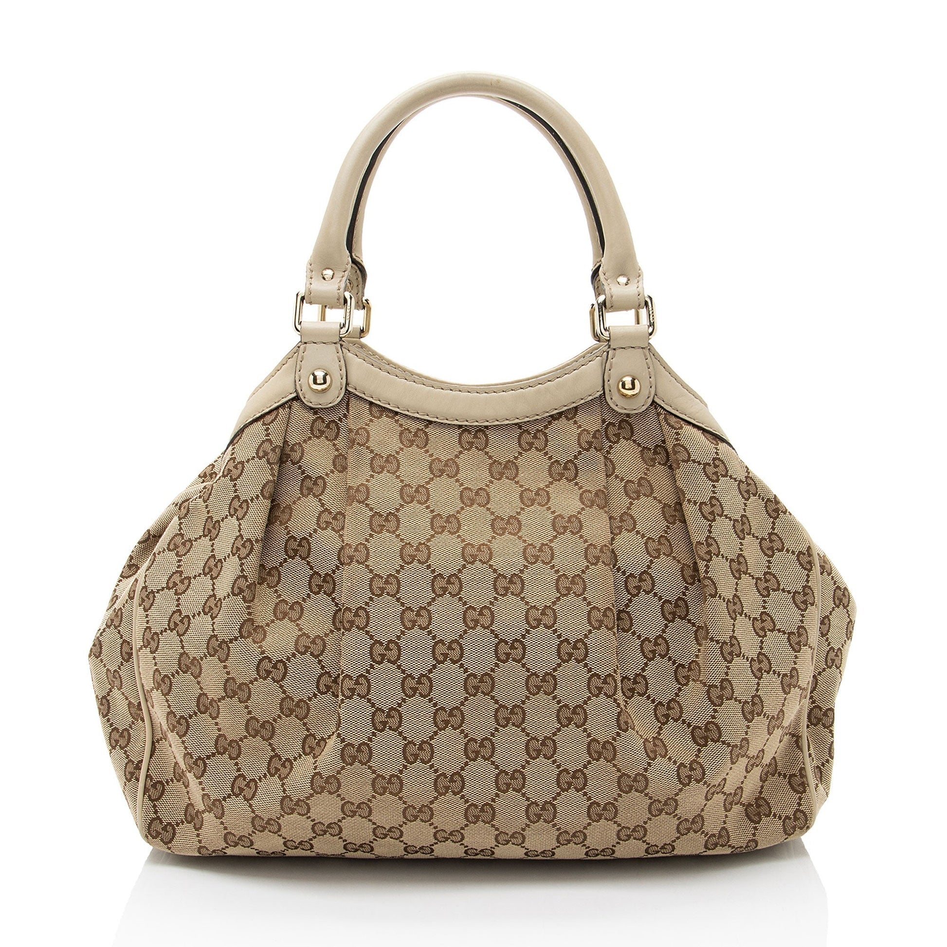 Gucci GG Sukey Leather Canvas Beige Medium Tote Bag