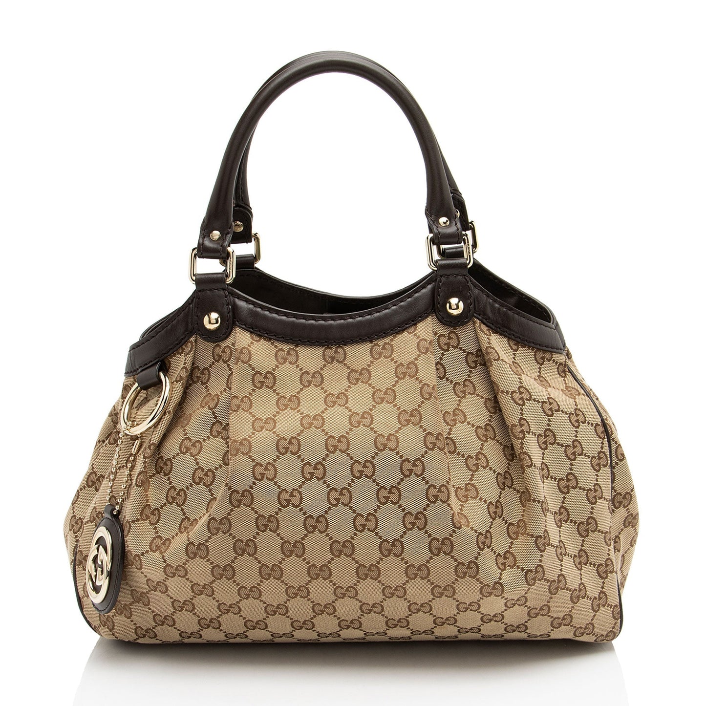 Gucci GG Sukey Leather Canvas Brown Beige Tote Bag Tote 3