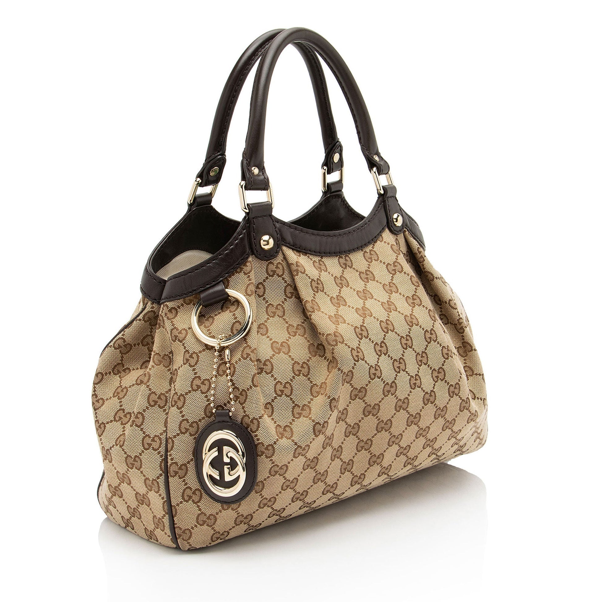 Gucci GG Sukey Leather Canvas Brown Beige Tote Bag Tote 3