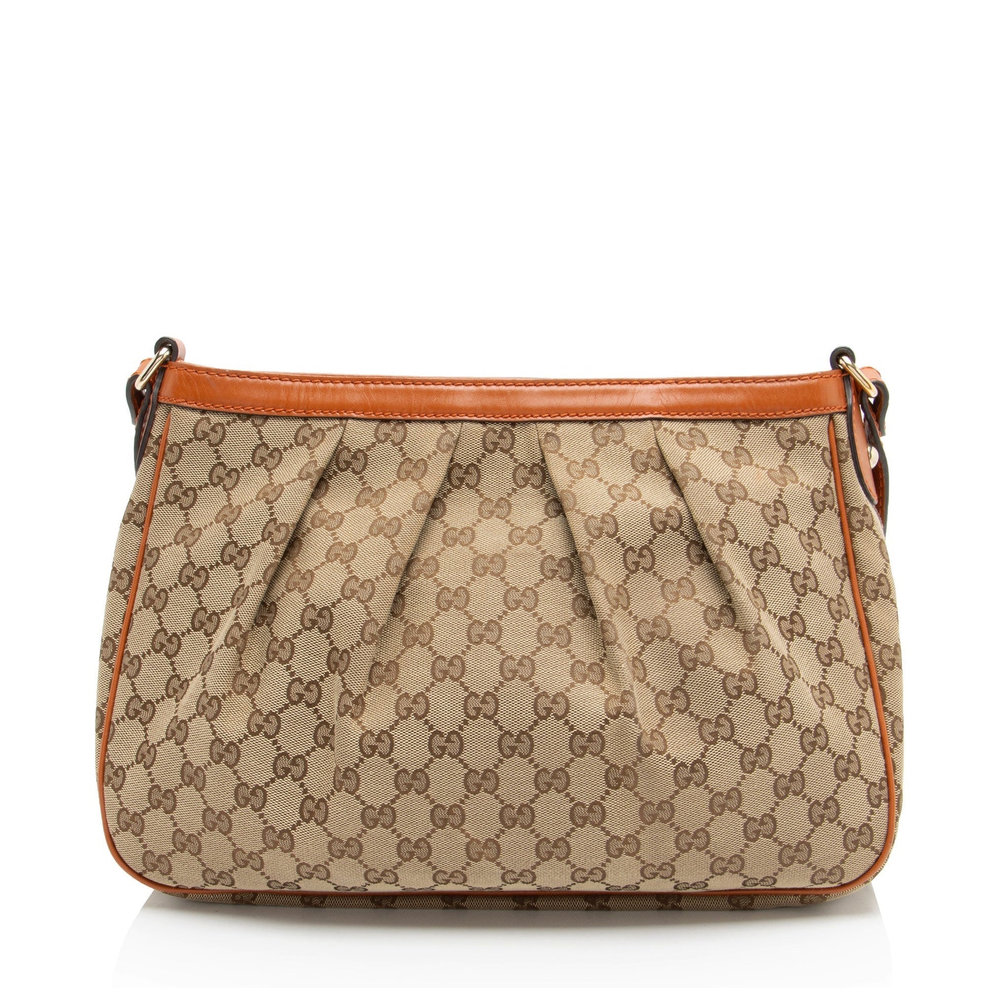 Gucci GG Sukey Messenger Leather Canvas Beige Orange Shoulder Bag