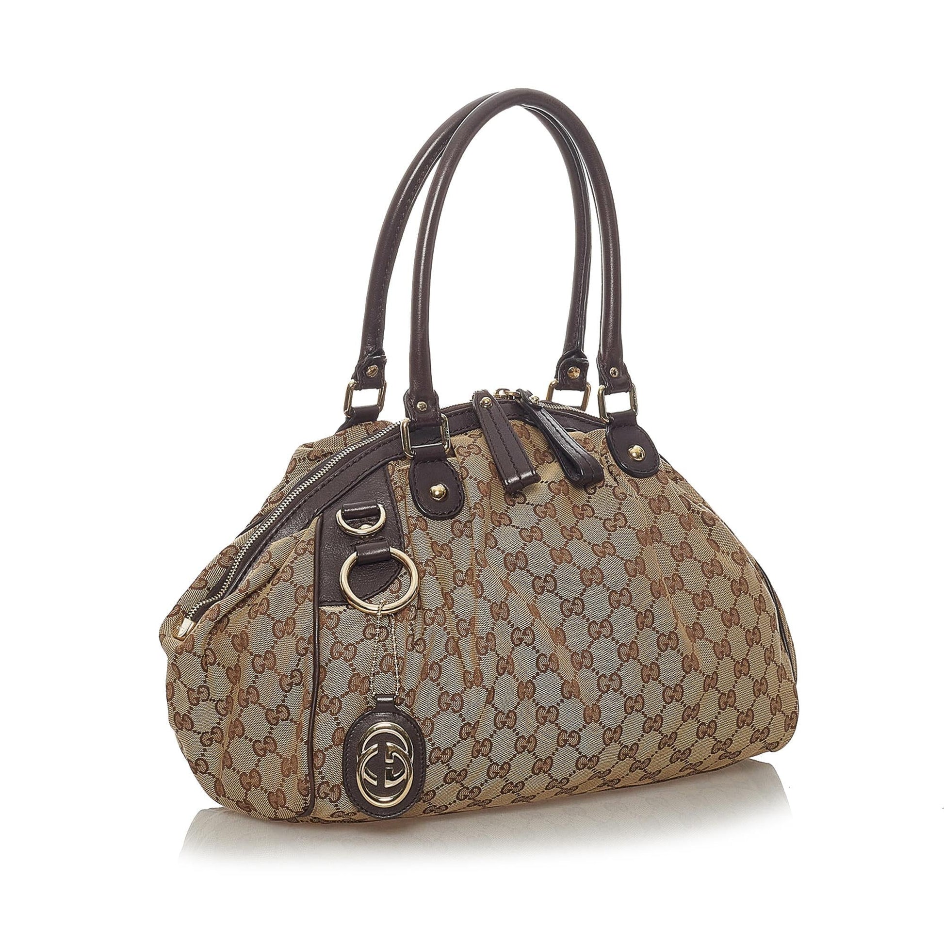 Gucci GG Sukey SHG Canvas Brown Satchel Bag Satchel Shg