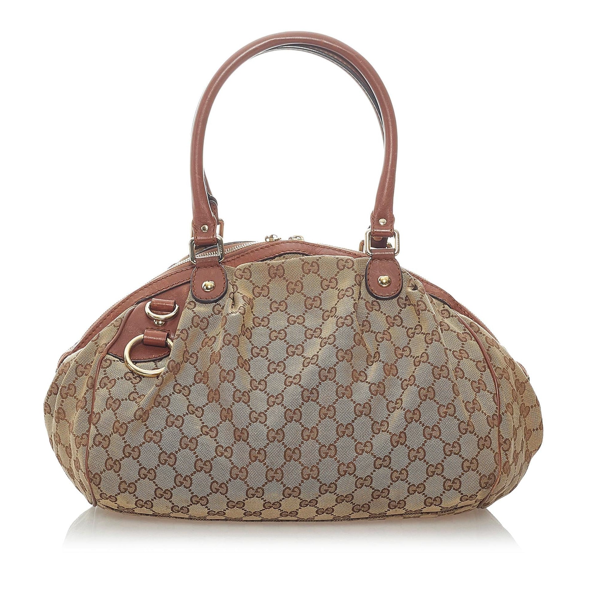 Gucci GG Sukey SHG Canvas Brown Satchel Bag 4